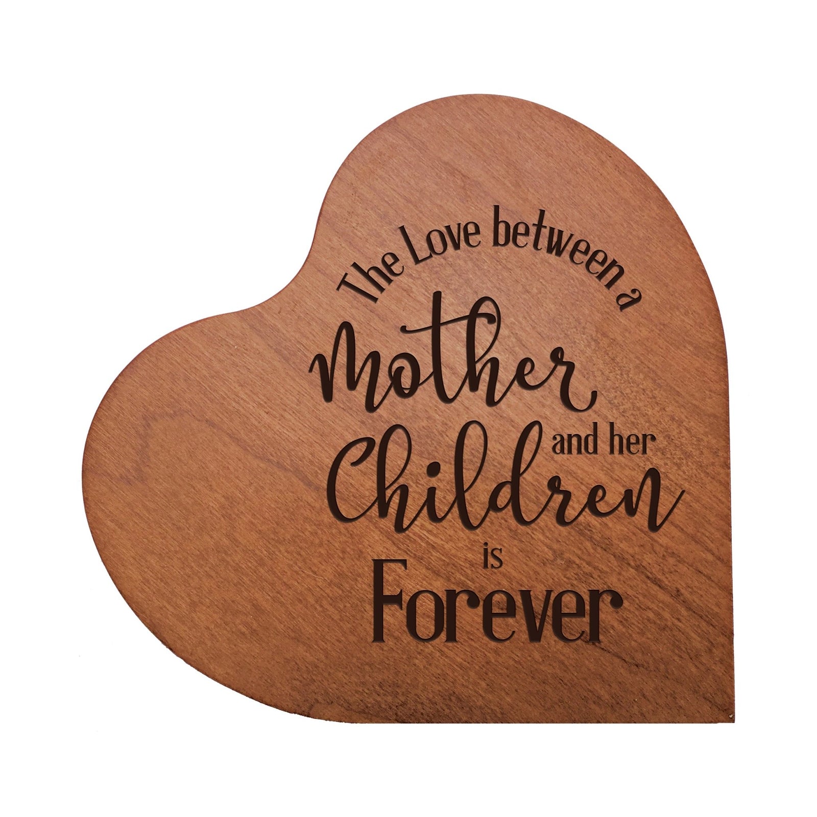 Engraved Wooden Heart Block 5” x 5.25” x 0.75”- The Love Between - LifeSong Milestones