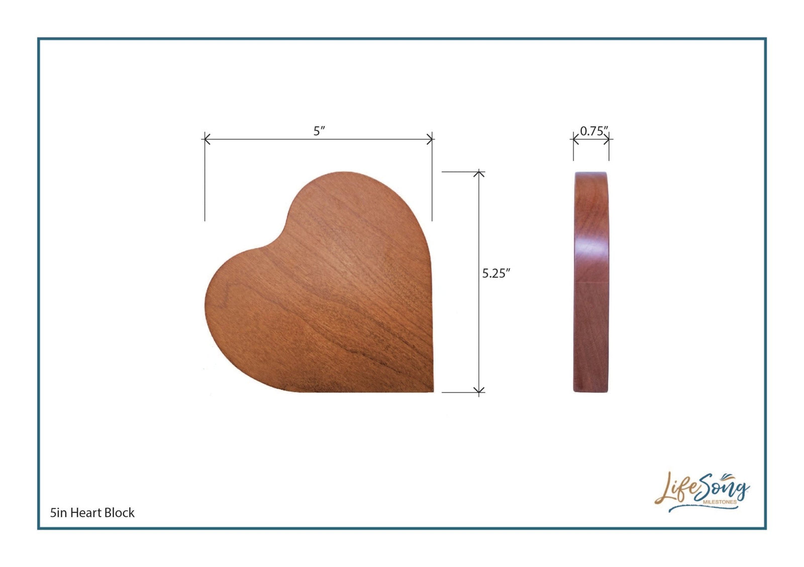 Engraved Wooden Inspirational Heart Block 5” x 5.25” x 0.75” - May You Always Walk - LifeSong Milestones