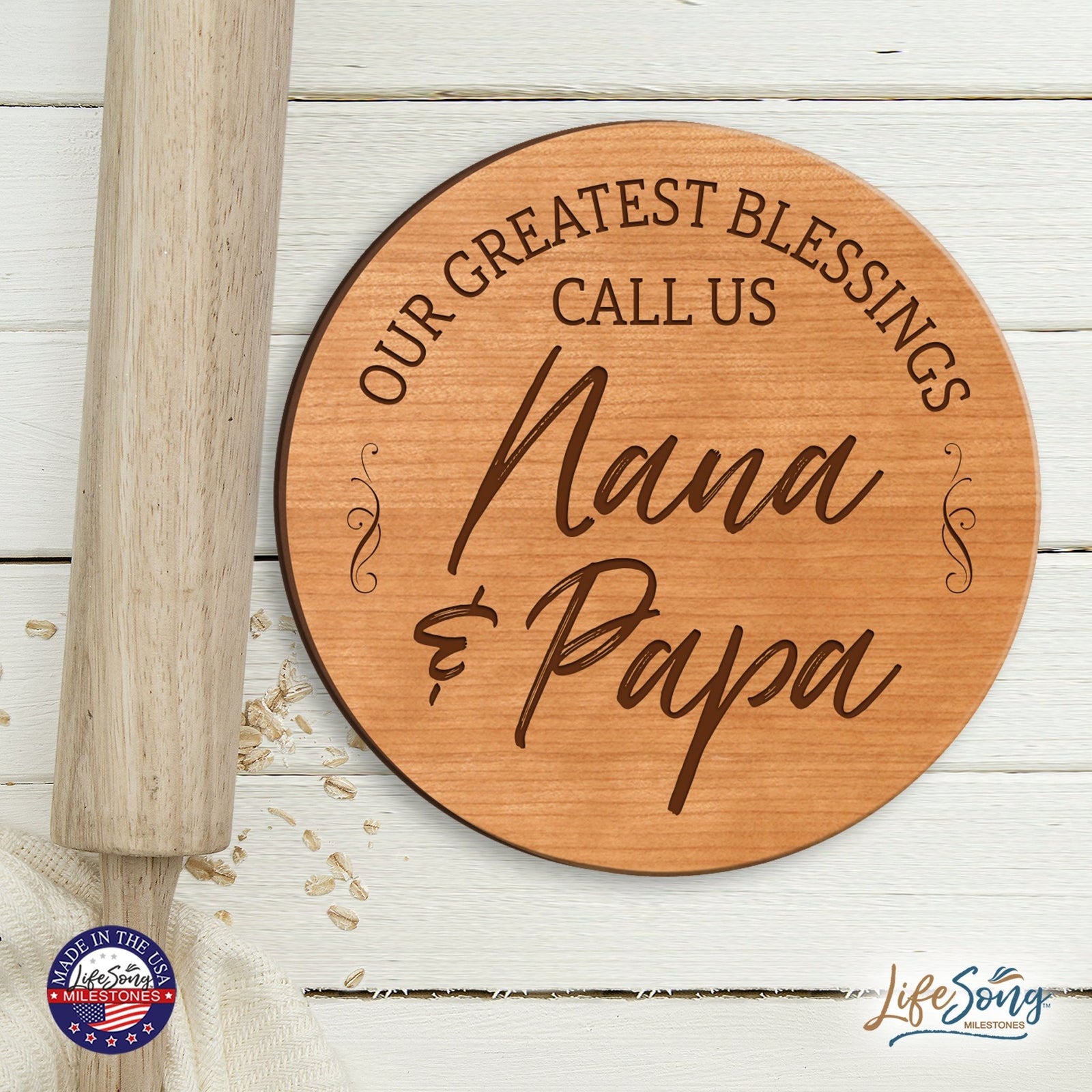 Everyday Lazy Susan 12x12 Greatest Blessings Nana & Papa - LifeSong Milestones