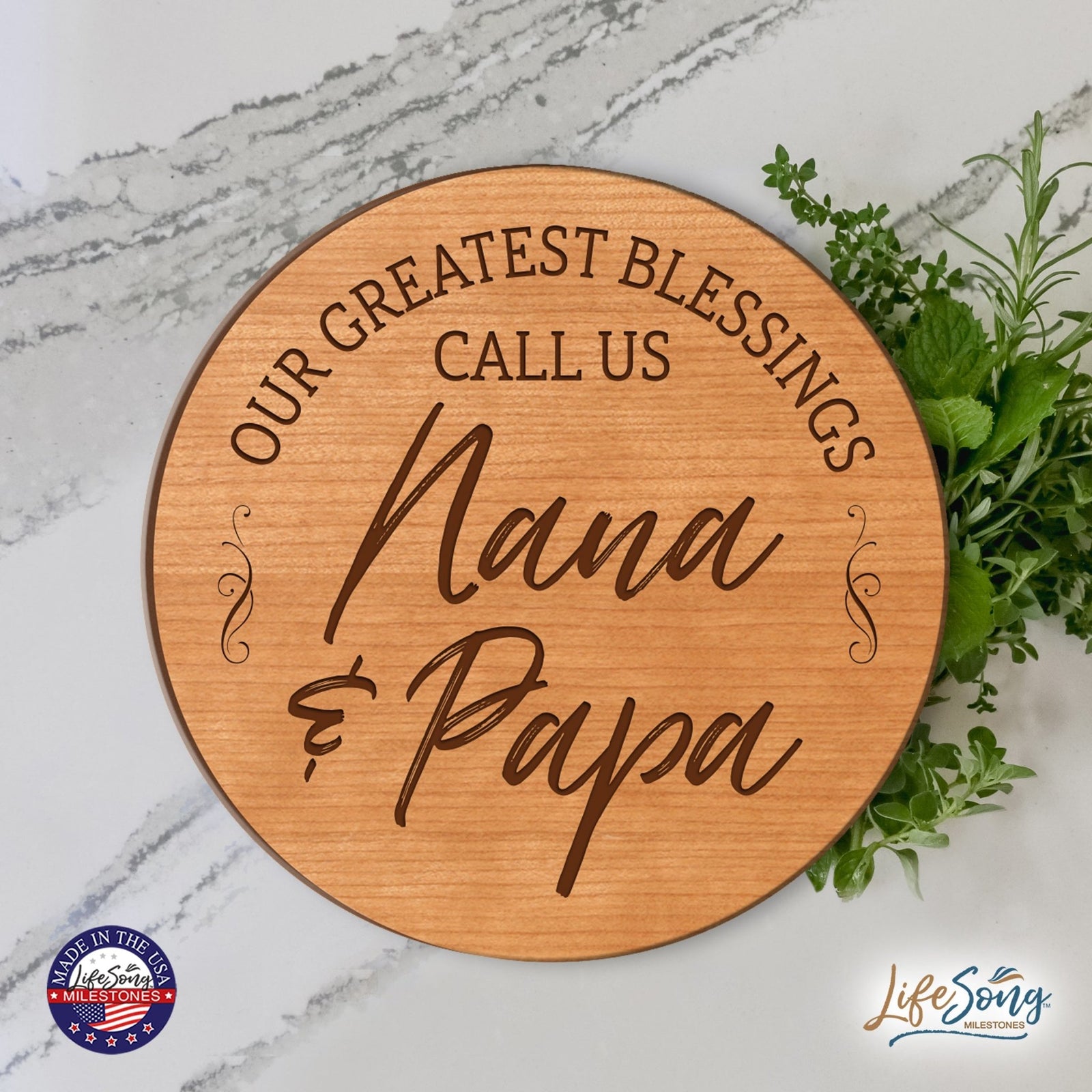 Everyday Lazy Susan 12x12 Greatest Blessings Nana & Papa - LifeSong Milestones
