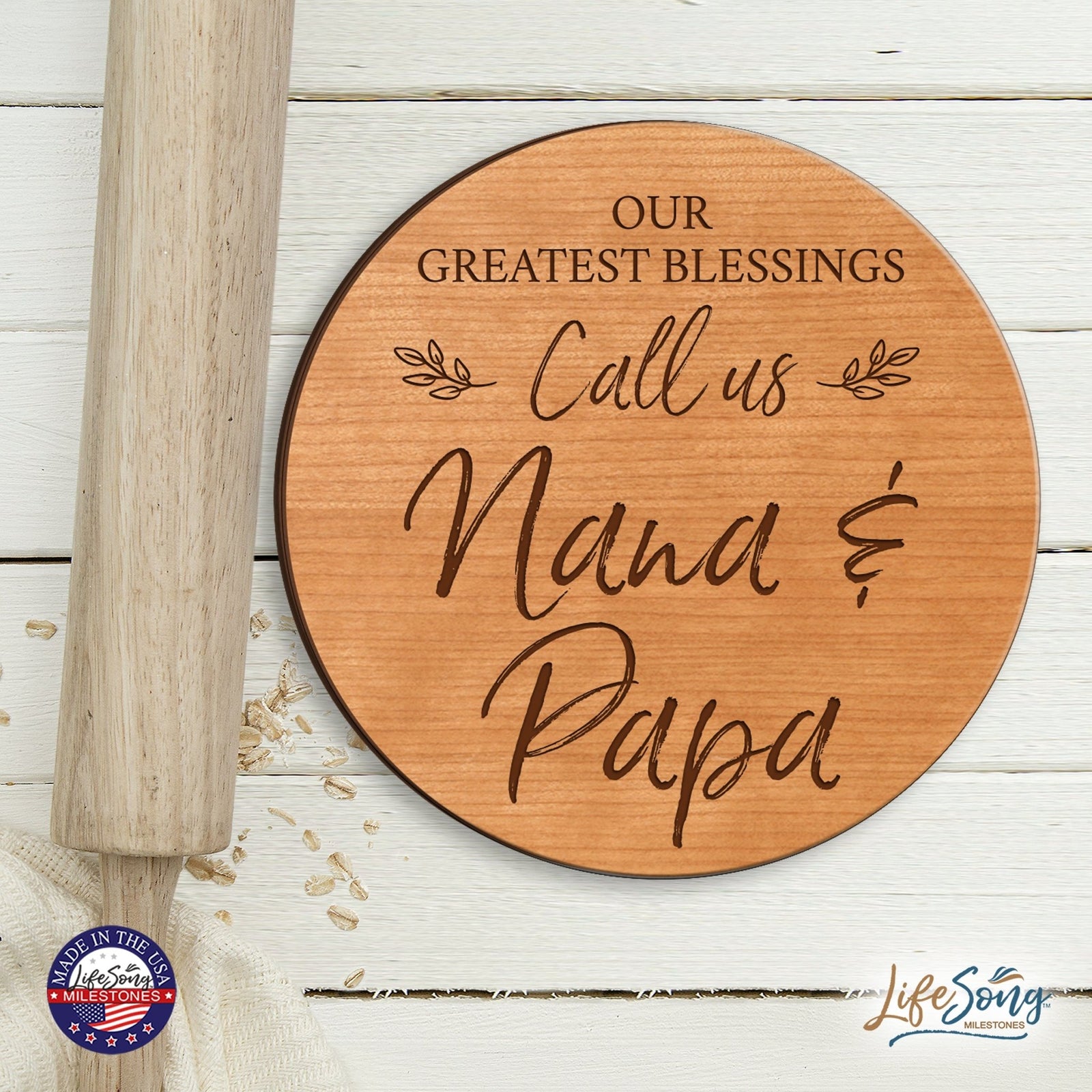 Everyday Lazy Susan 12x12 Greatest Blessings Nana & Papa - LifeSong Milestones