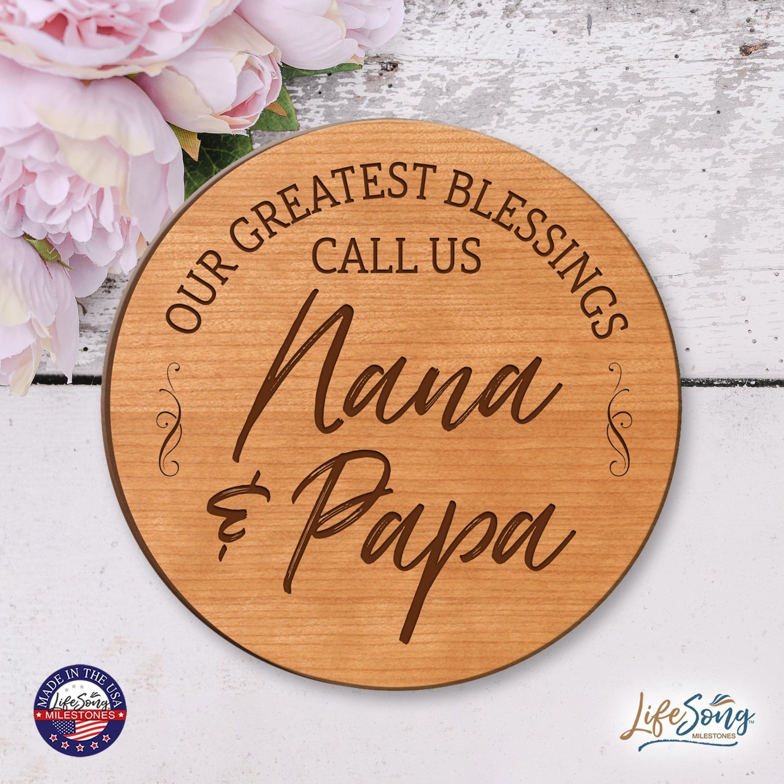 Everyday Lazy Susan 12x12 Greatest Blessings Nana & Papa - LifeSong Milestones