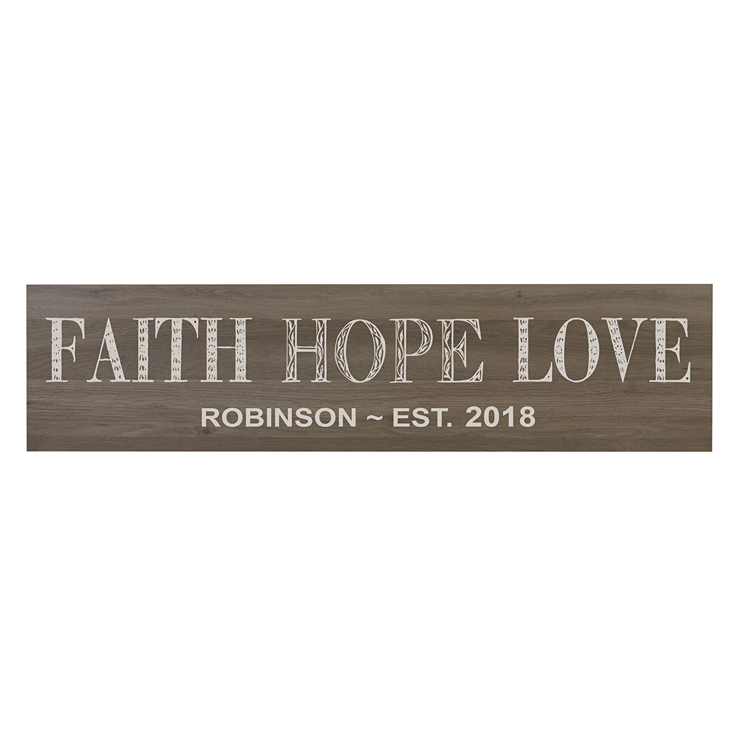 Faith Hope Love Wooden Wall Sign Art Size 10 x 40 - LifeSong Milestones
