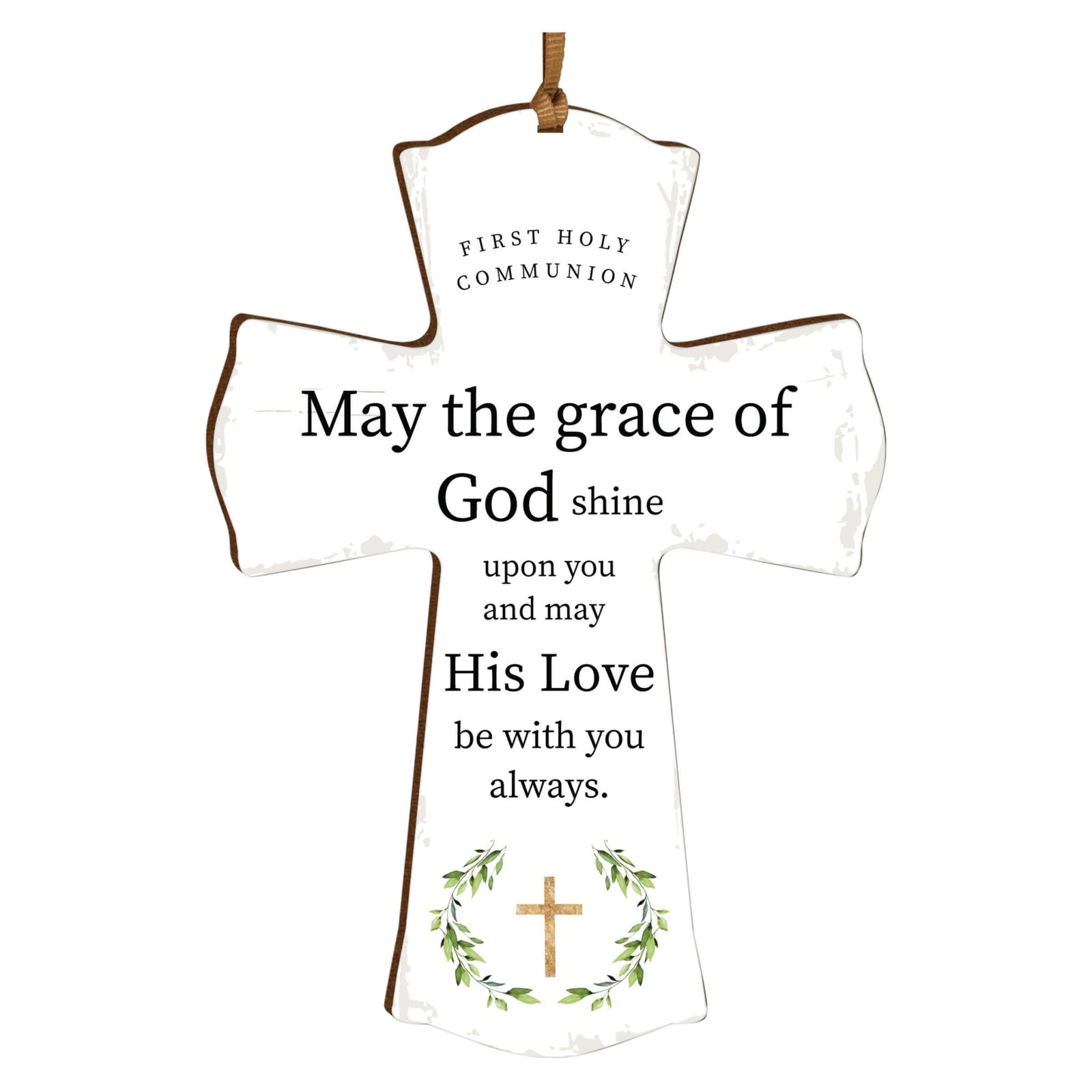 First Holy Communion Wooden Hanging Mini Cross - May The Grace - LifeSong Milestones