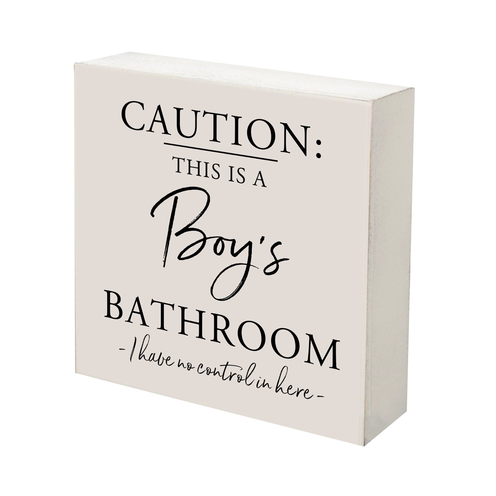 Funny Bathroom Decor 6x6 Shadow Box Caution Boys Bathroom - LifeSong Milestones