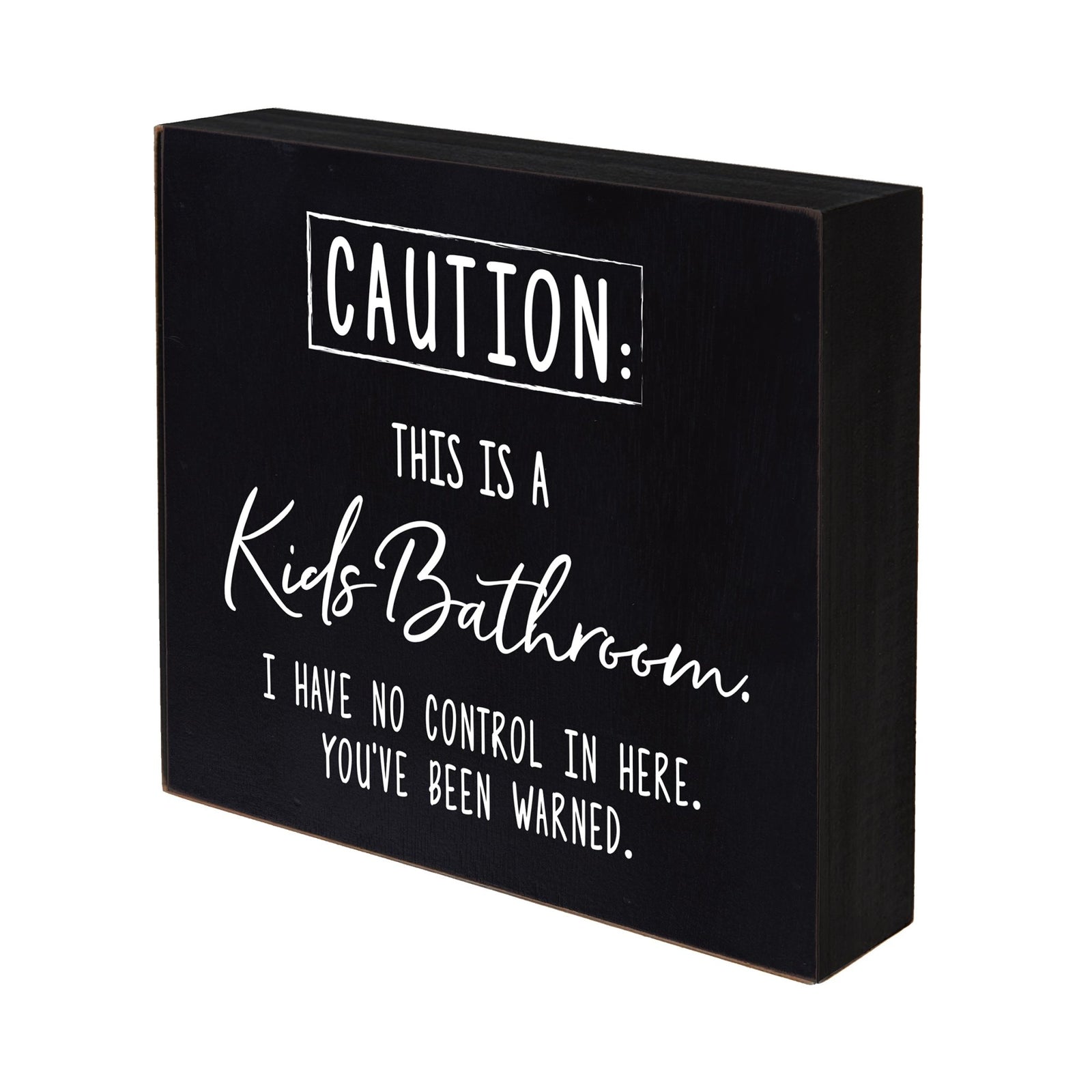 Funny Bathroom Decor 6x6 Shadow Box Caution Kids Bathroom - LifeSong Milestones