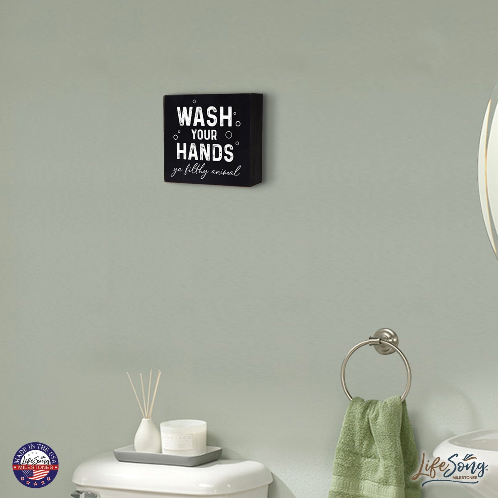 Funny Bathroom Decor 6x6 Shadow Box Wash Your Hands - LifeSong Milestones