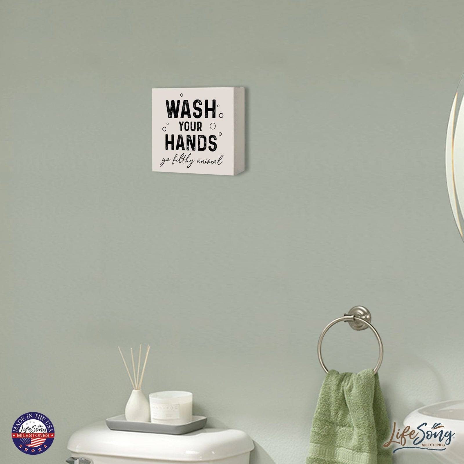 Funny Bathroom Decor 6x6 Shadow Box Wash Your Hands - LifeSong Milestones