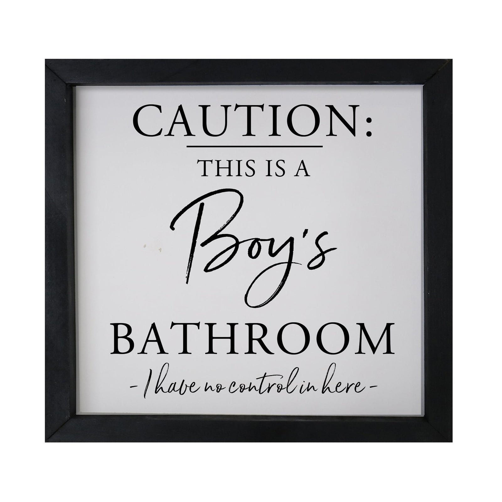Funny Bathroom Decor Framed Shadow Box 11.5x11.5 (Caution Boys Bathroom) - LifeSong Milestones