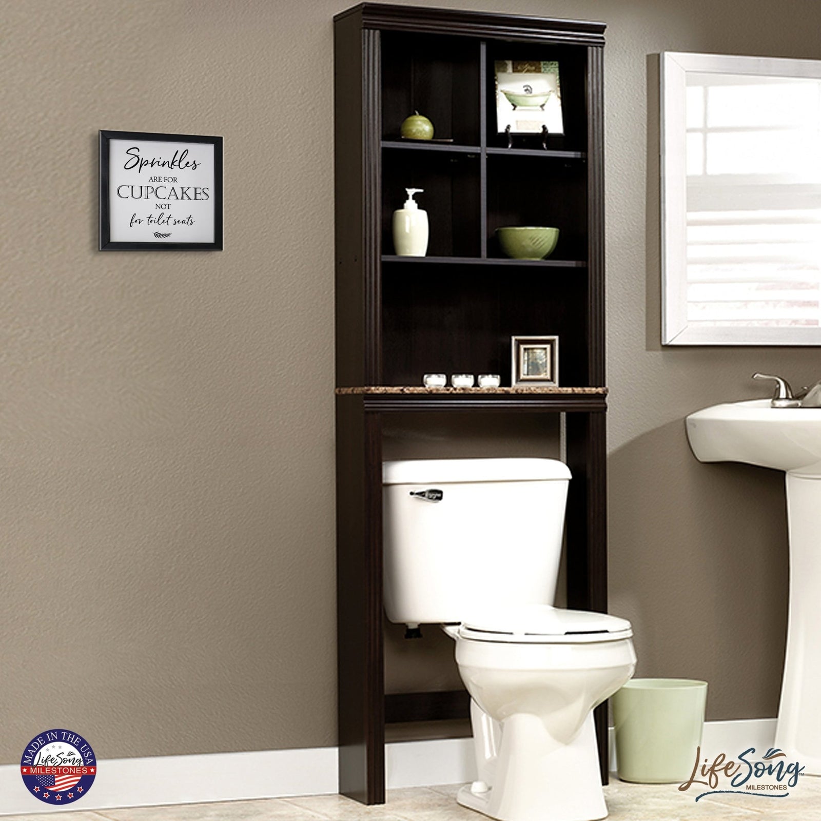Funny Bathroom Decor Framed Shadow Box 11.5x11.5 (Sprinkles Are For Cupcakes) - LifeSong Milestones