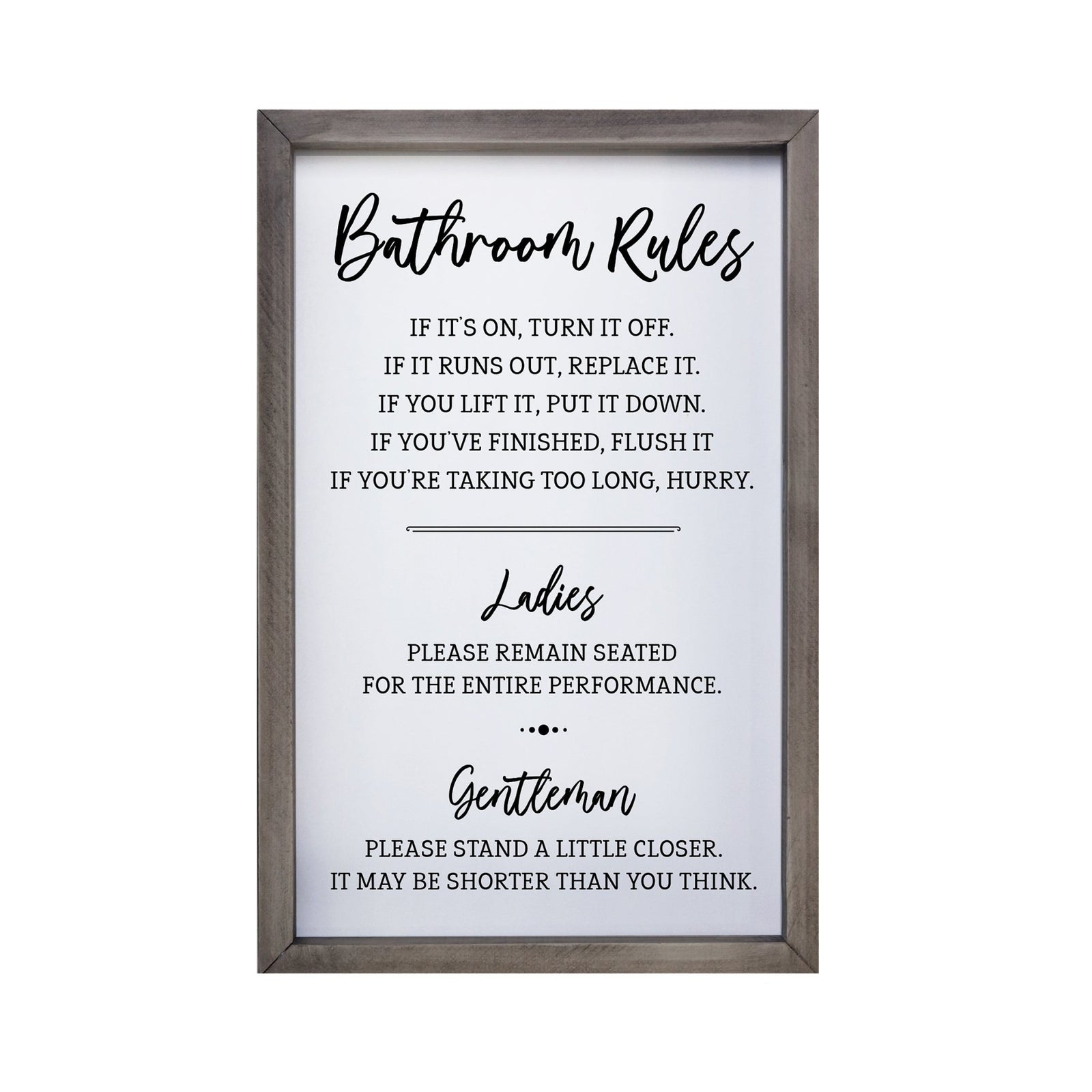 Funny Bathroom Decor Framed Shadow Box 7x10in (Bathroom Rules Ladies) - LifeSong Milestones