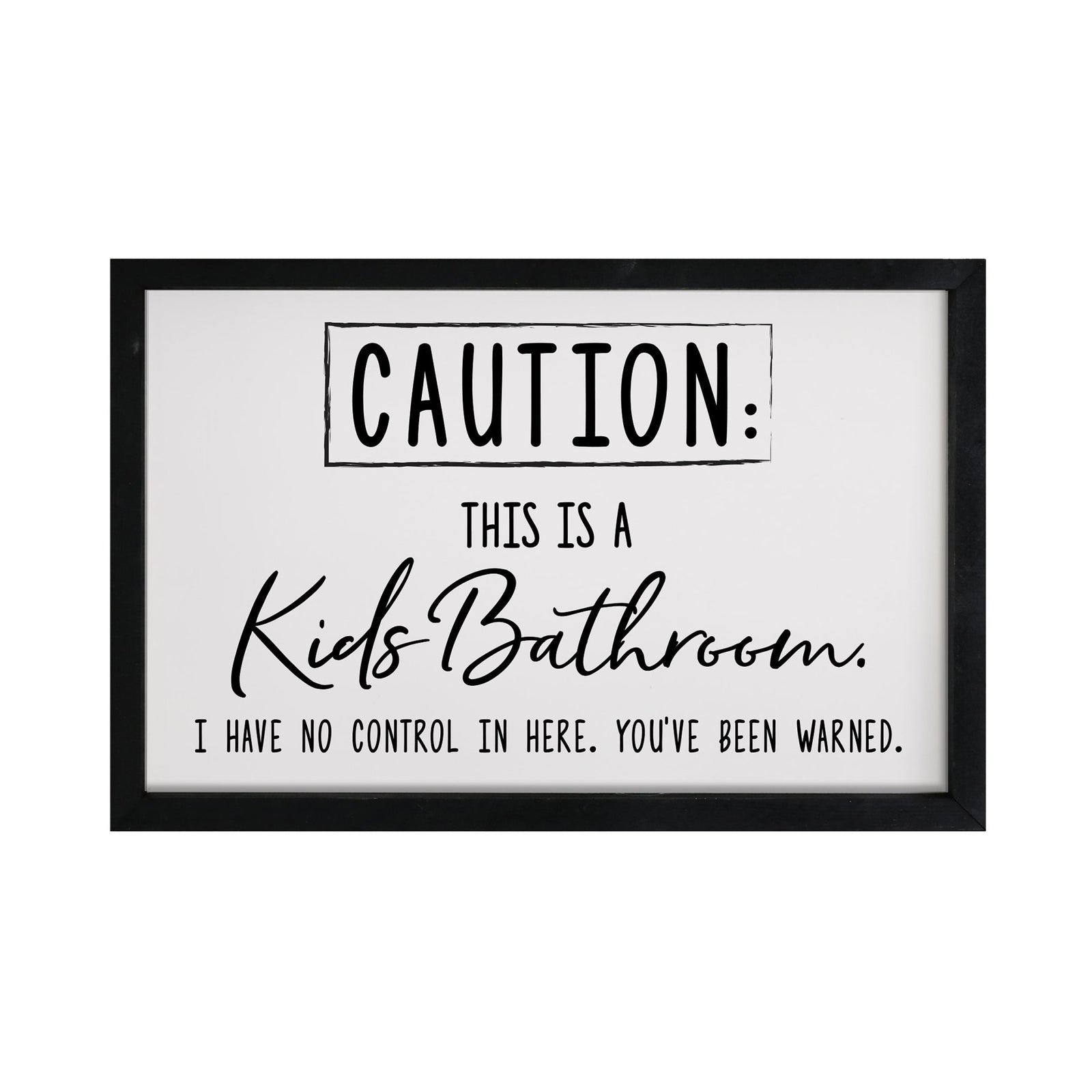Funny Bathroom Decor Framed Shadow Box 7x10in (Caution Kids Bathroom) - LifeSong Milestones
