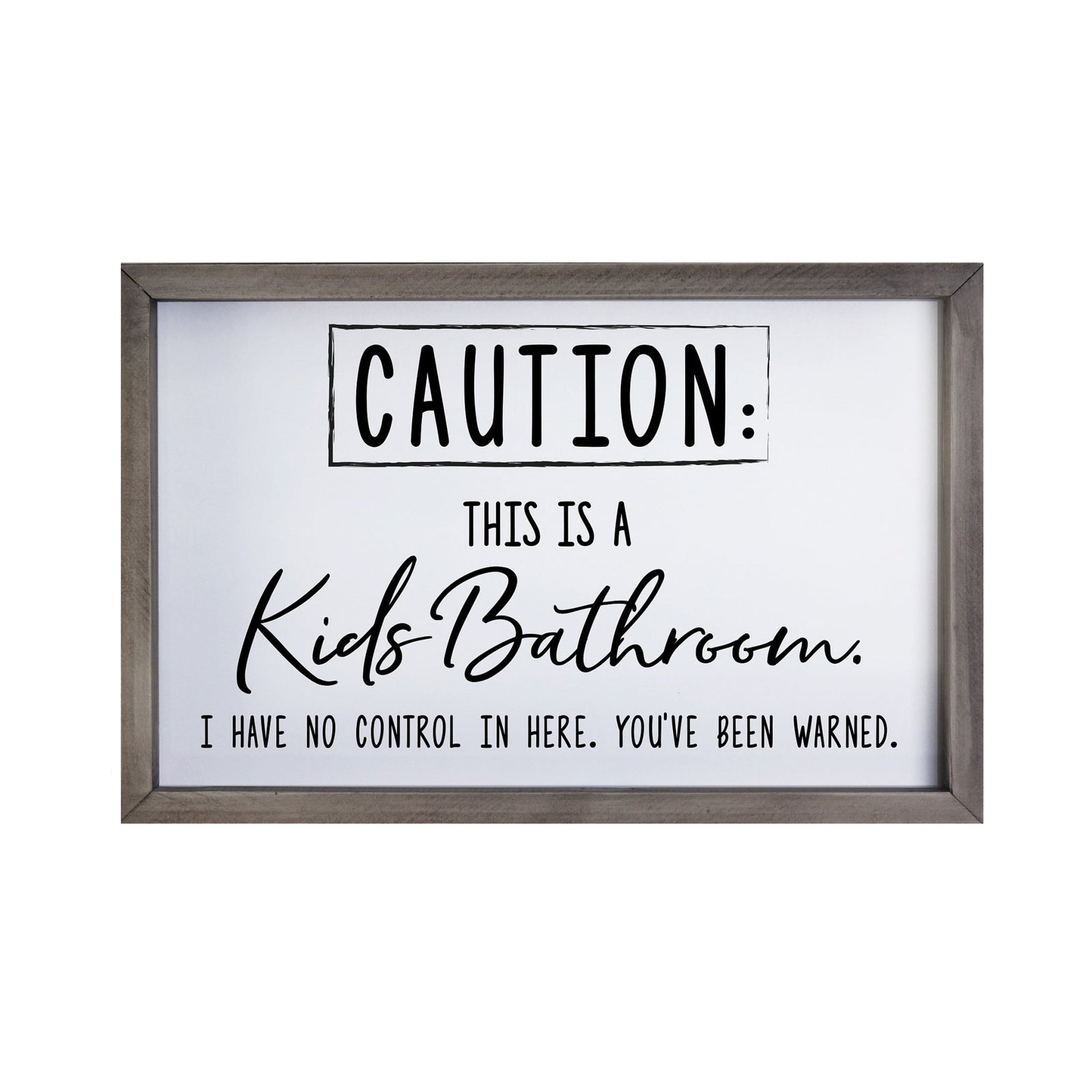 Funny Bathroom Decor Framed Shadow Box 7x10in (Caution Kids Bathroom) - LifeSong Milestones