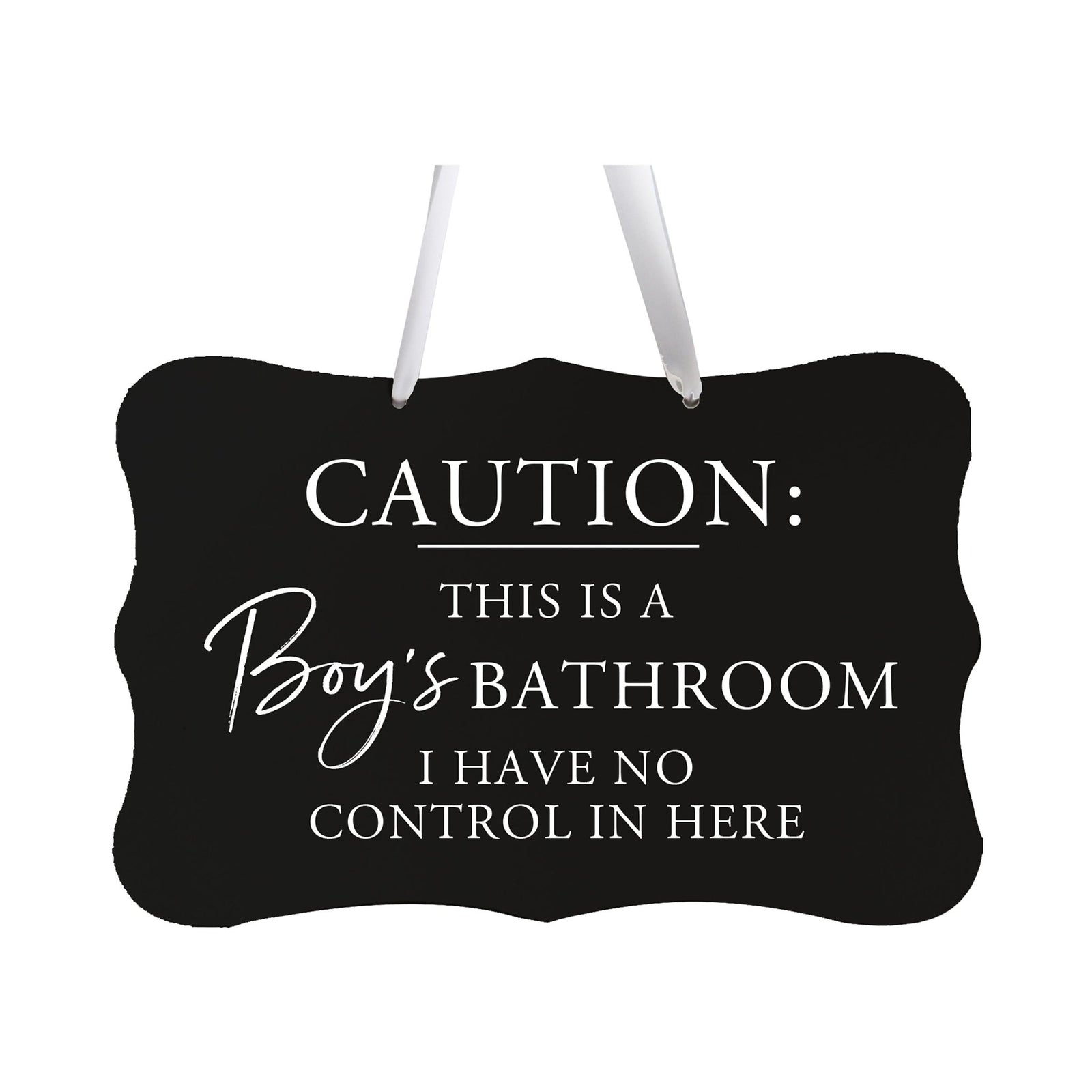 Funny Boys Bathroom Wooden Wall Sign -Caution Boys Bathroom 8” x 12” - LifeSong Milestones