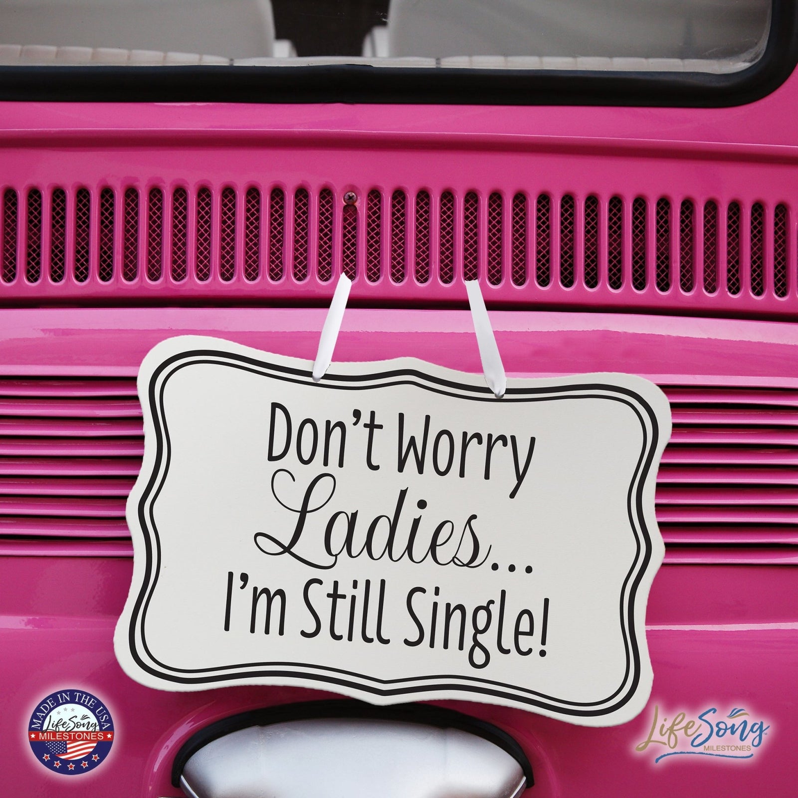 Funny Modern Wooden Ribbon Wall Sign For Ladies 8x12 - Don’t Worry Ladies (Border) - LifeSong Milestones