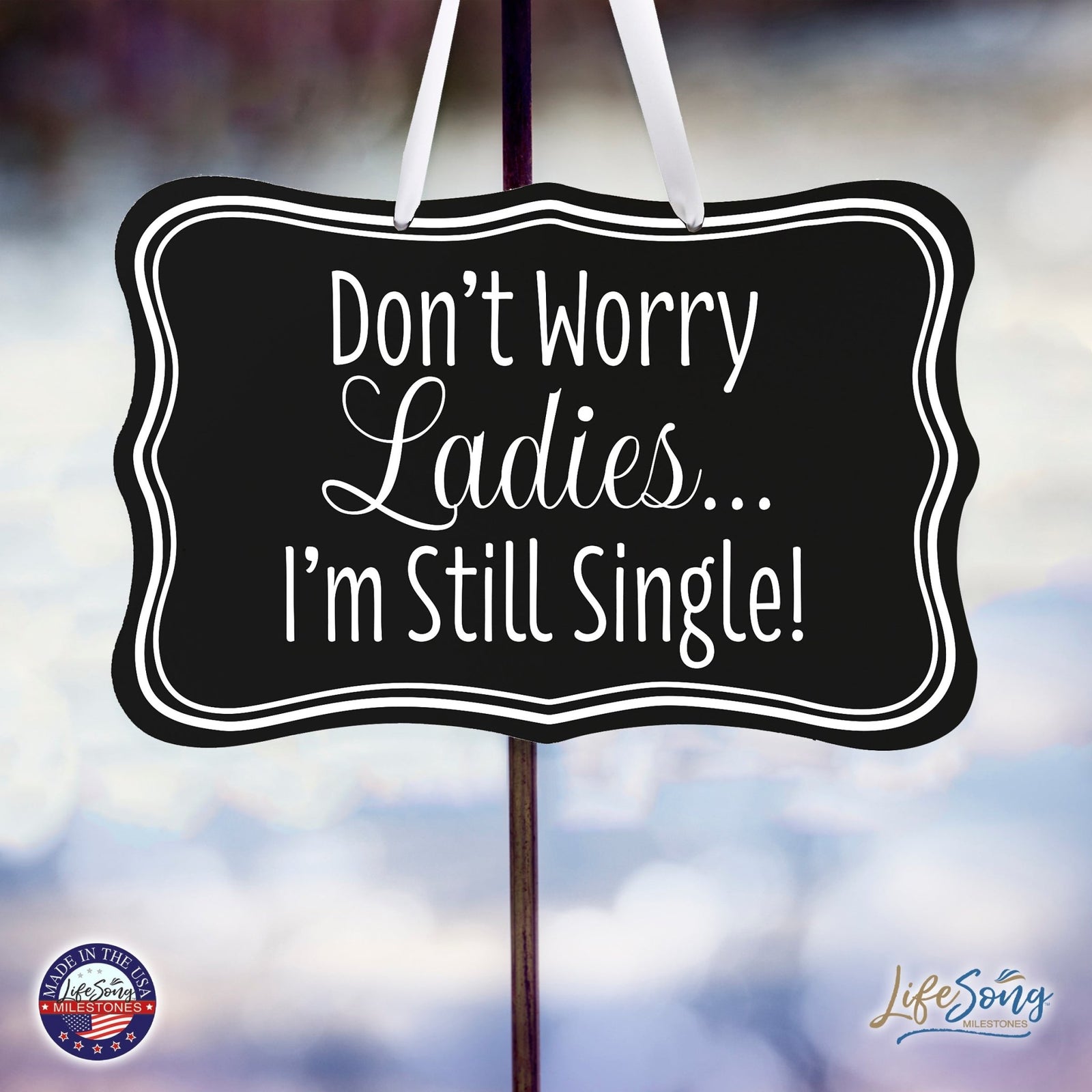 Funny Modern Wooden Ribbon Wall Sign For Ladies 8x12 - Don’t Worry Ladies (Border) - LifeSong Milestones