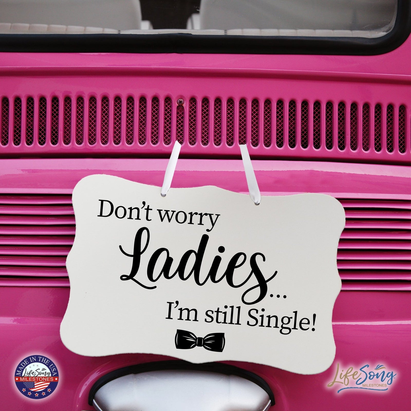 Funny Modern Wooden Ribbon Wall Sign For Ladies 8x12 - Don’t Worry Ladies (Ribbon) - LifeSong Milestones