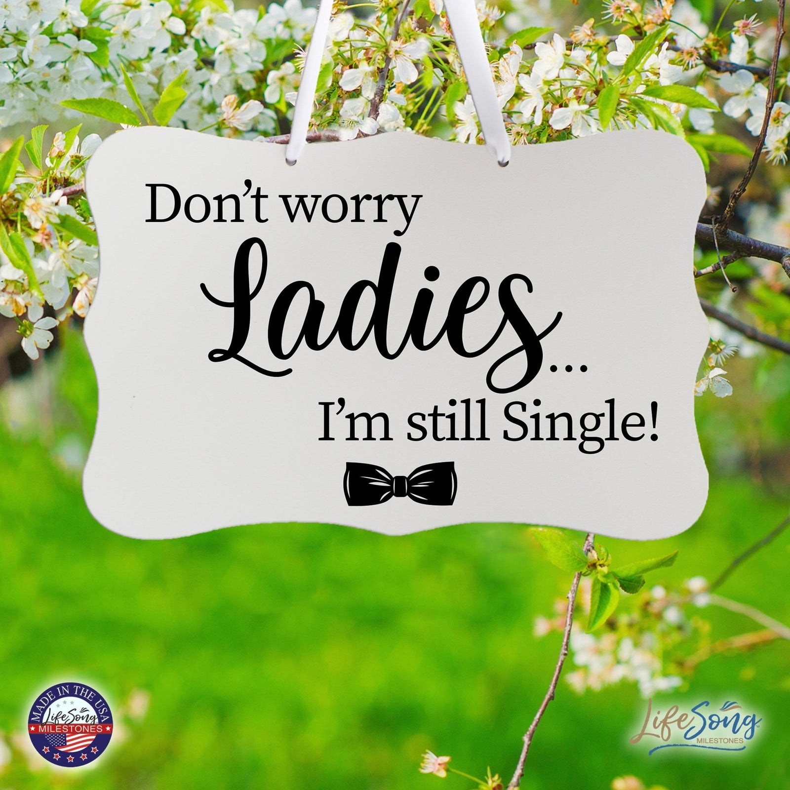 Funny Modern Wooden Ribbon Wall Sign For Ladies 8x12 - Don’t Worry Ladies (Ribbon) - LifeSong Milestones