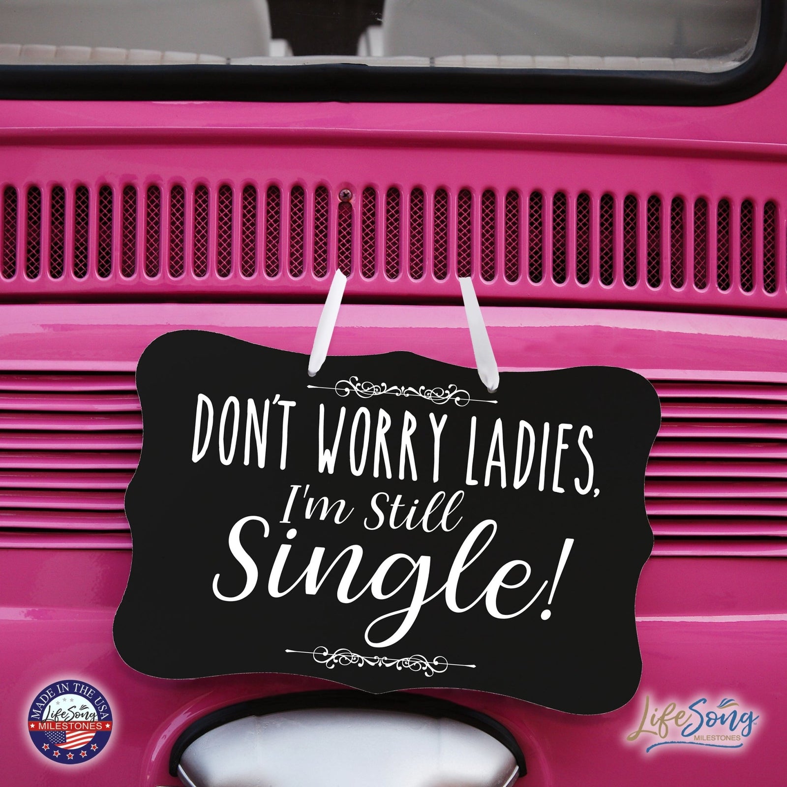Funny Modern Wooden Ribbon Wall Sign For Ladies 8x12 - Don’t Worry Ladies (Script) - LifeSong Milestones