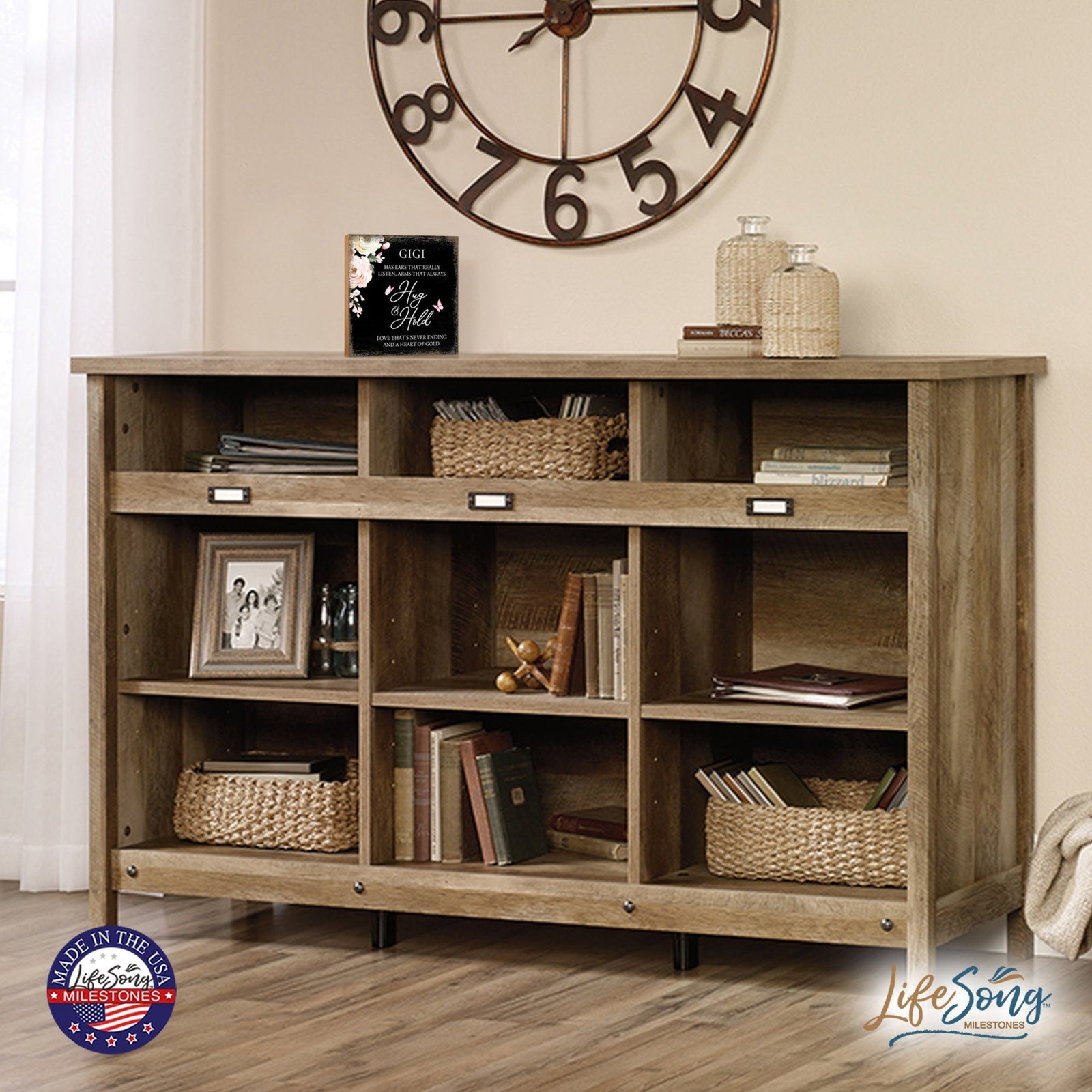 Gigi Has Ears Floral 6x6 Inches Wood Family Art Sign Tabletop and Shelving For Home Décor - LifeSong Milestones