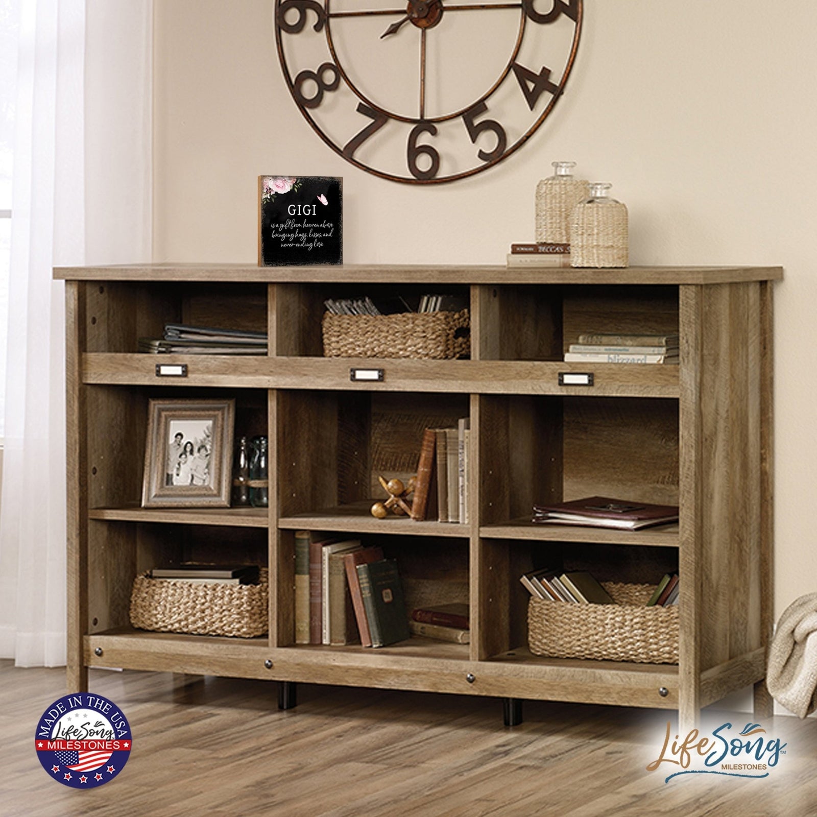 Gigi Is A Gift Floral 6x6 Inches Wood Family Art Sign Tabletop and Shelving For Home Décor - LifeSong Milestones