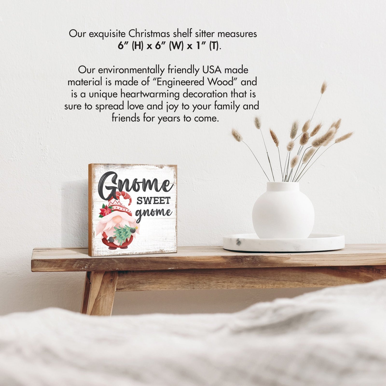 Gnome Sweet Gnome | Wooden Christmas Sign 6x6 - LifeSong Milestones