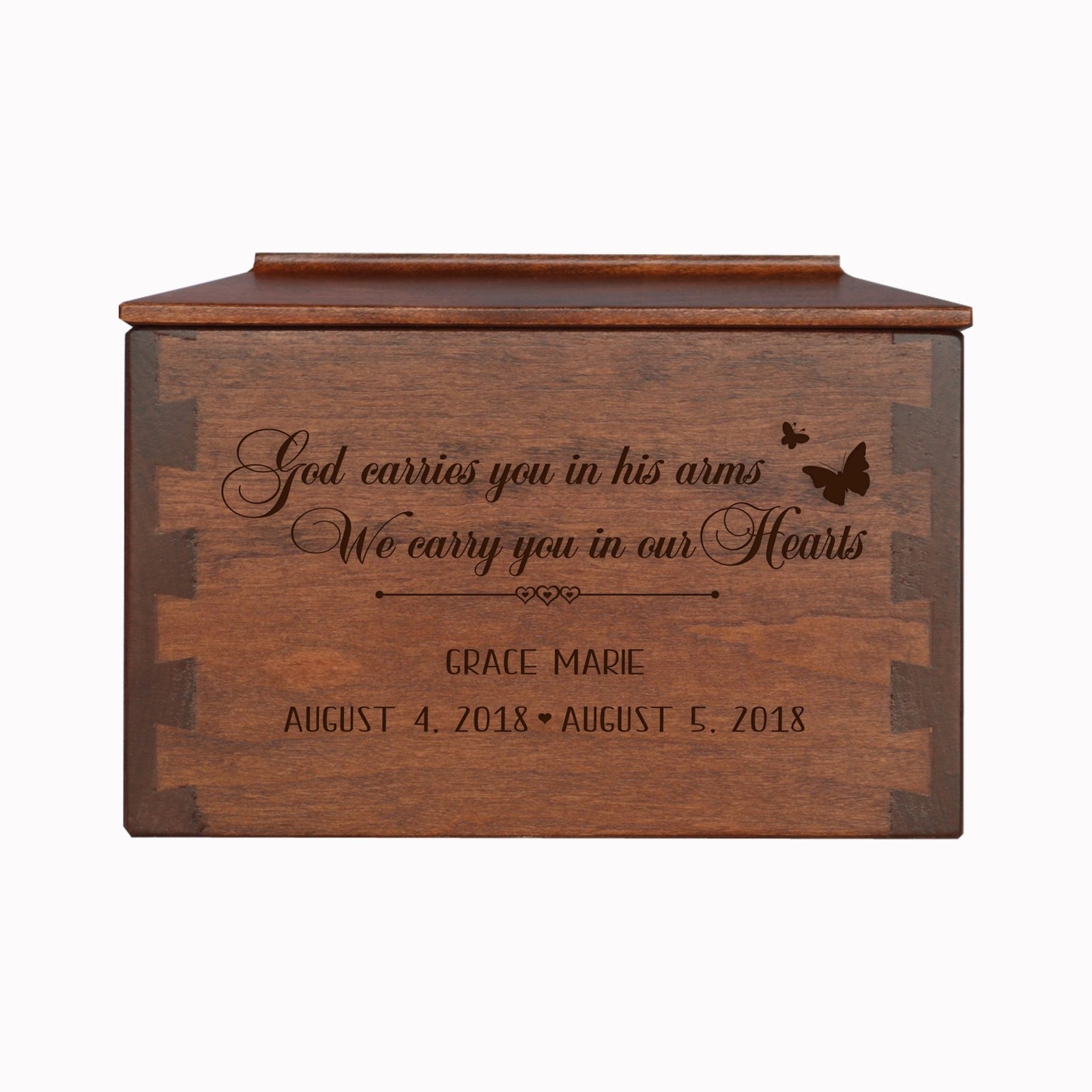 God Carries You Personalized Memorial Decorative Dovetail Cremation Urn For Human Ashes Funeral and Condolence Keepsake - LifeSong Milestones