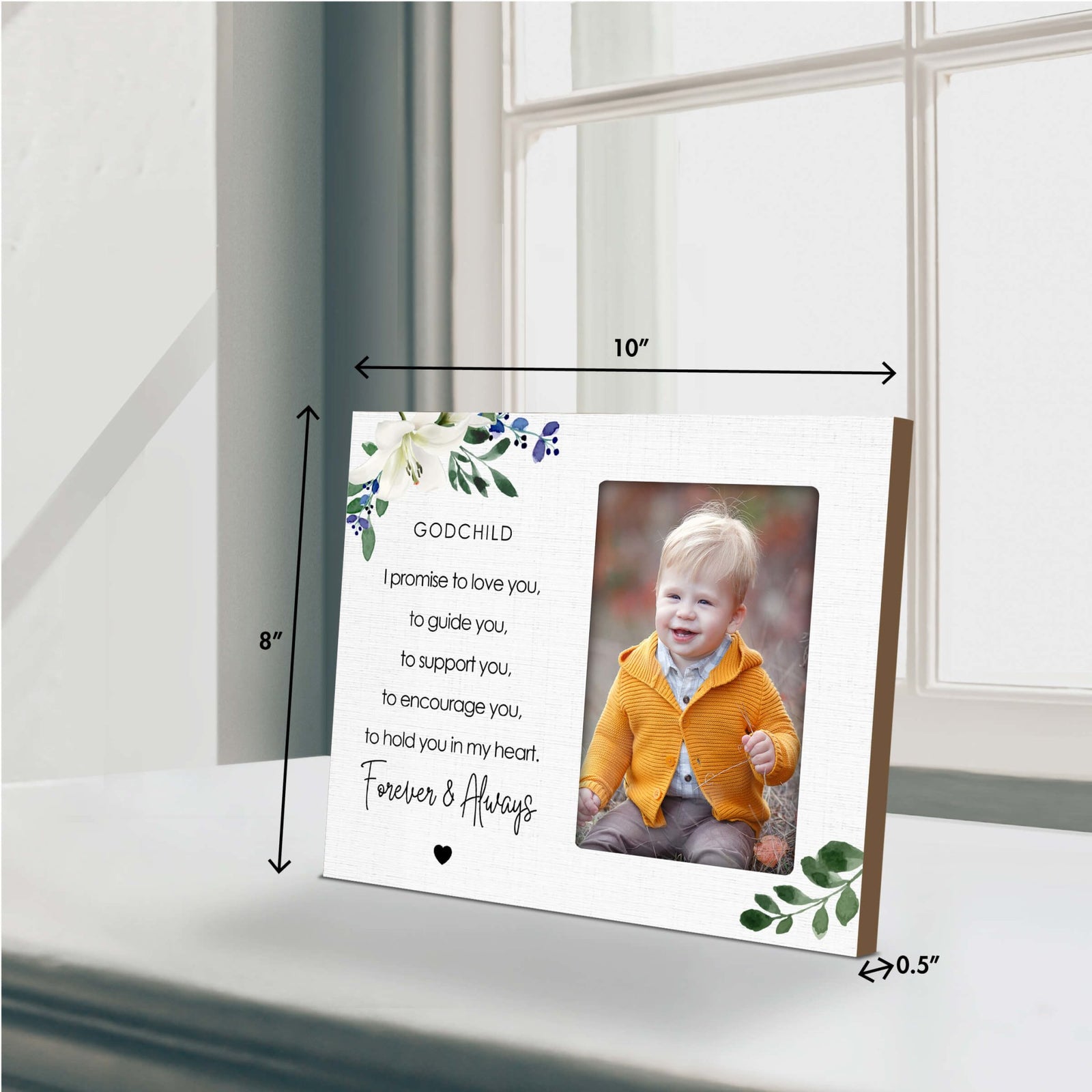Godchild Wooden Picture Frame - I Promise To Love You - LifeSong Milestones