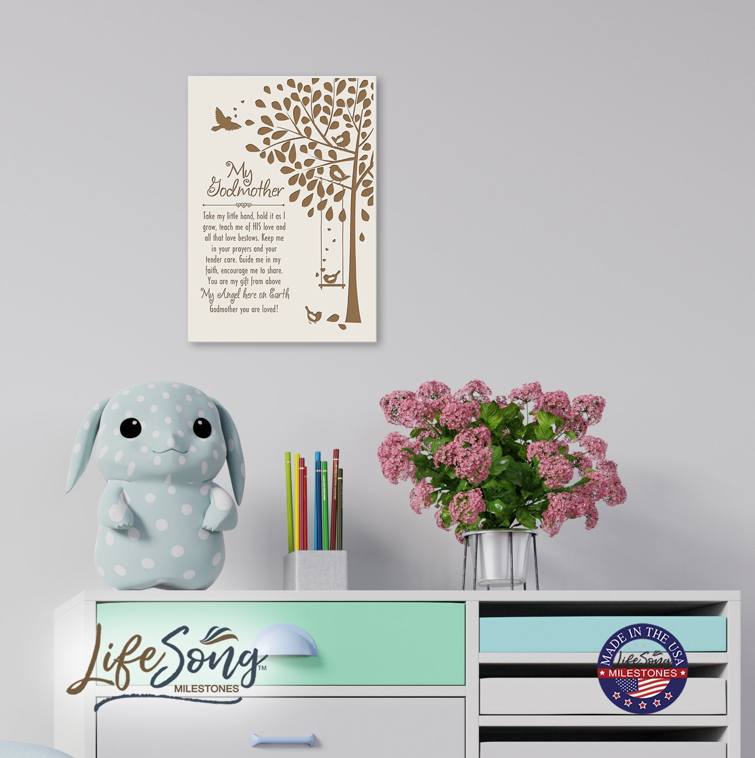 Godmother Wall Hanging Plaque Gift - Take My Little Hand - LifeSong Milestones