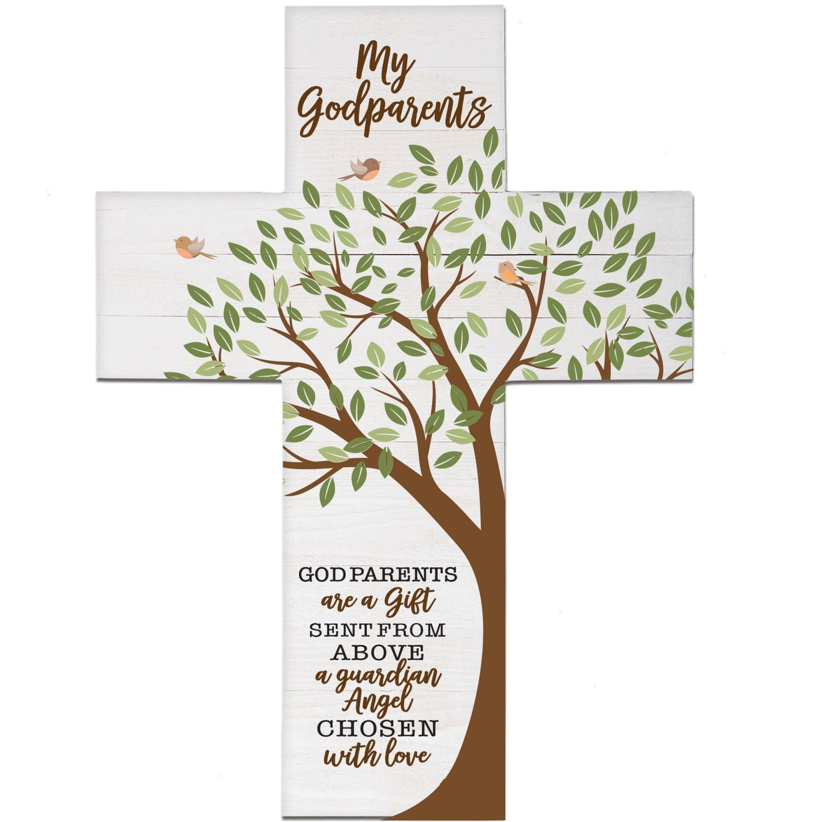 Godparents Baptism Pallet Wall Cross - LifeSong Milestones