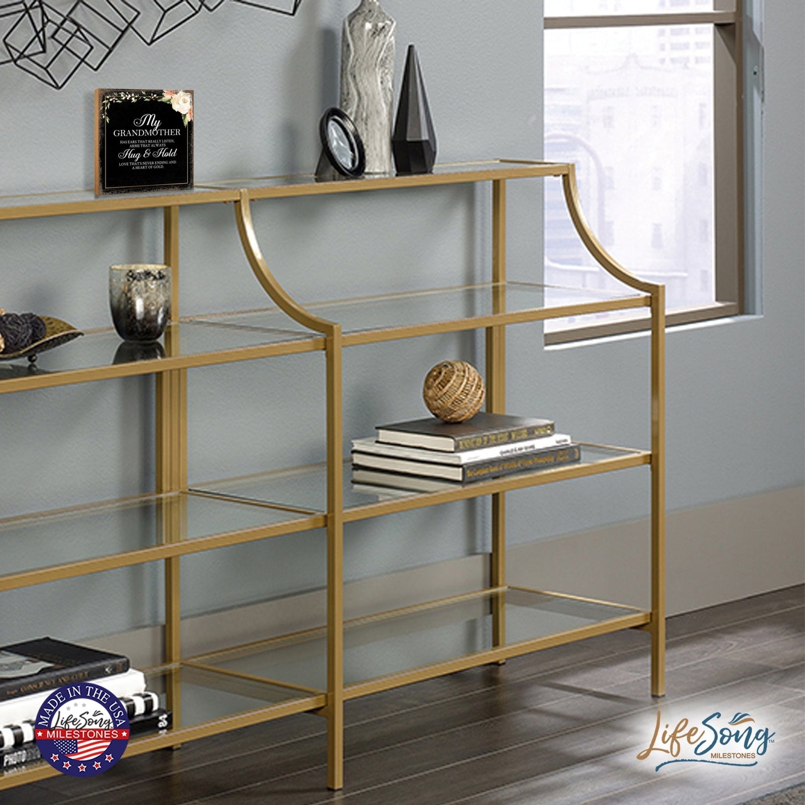 Grandmother Has Ears Floral 6x6 Inches Wood Family Art Sign Tabletop and Shelving For Home Décor - LifeSong Milestones