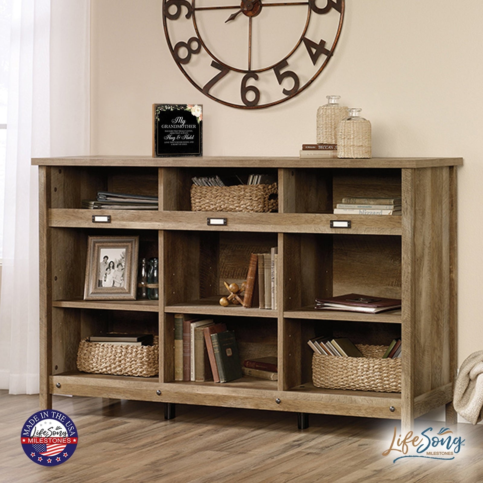 Grandmother Has Ears Floral 6x6 Inches Wood Family Art Sign Tabletop and Shelving For Home Décor - LifeSong Milestones