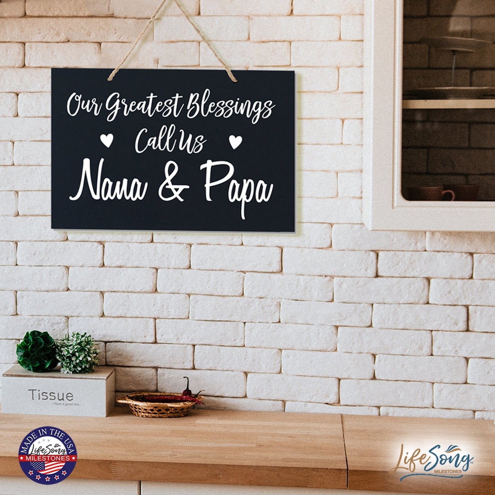 Grandparent Wall Hanging Sign Gift - Greatest Blessings - LifeSong Milestones