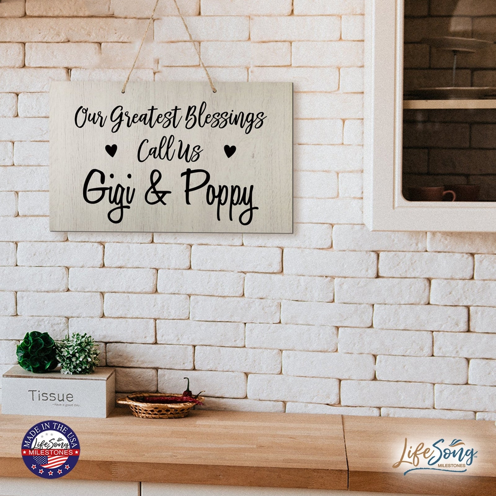 Grandparent Wall Hanging Sign Gift - Greatest Blessings - LifeSong Milestones