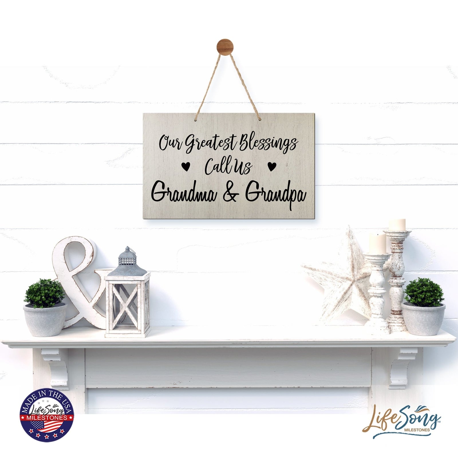Grandparent Wall Hanging Sign Gift - Greatest Blessings - LifeSong Milestones