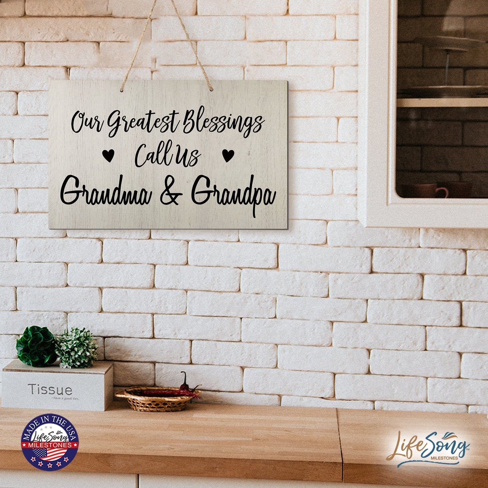 Grandparent Wall Hanging Sign Gift - Greatest Blessings - LifeSong Milestones