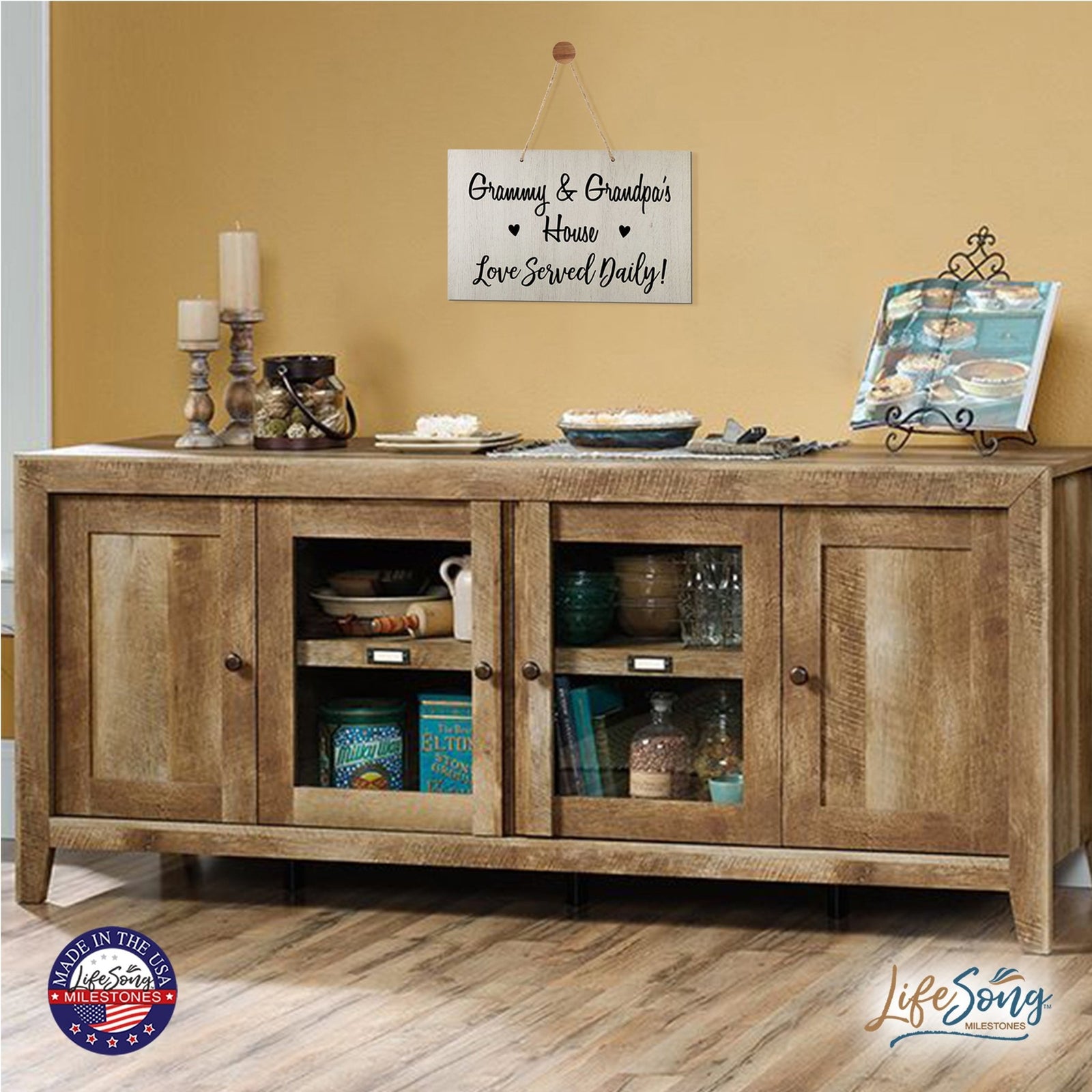 Grandparent Wall Hanging Sign Gift - Love Served Daily - LifeSong Milestones