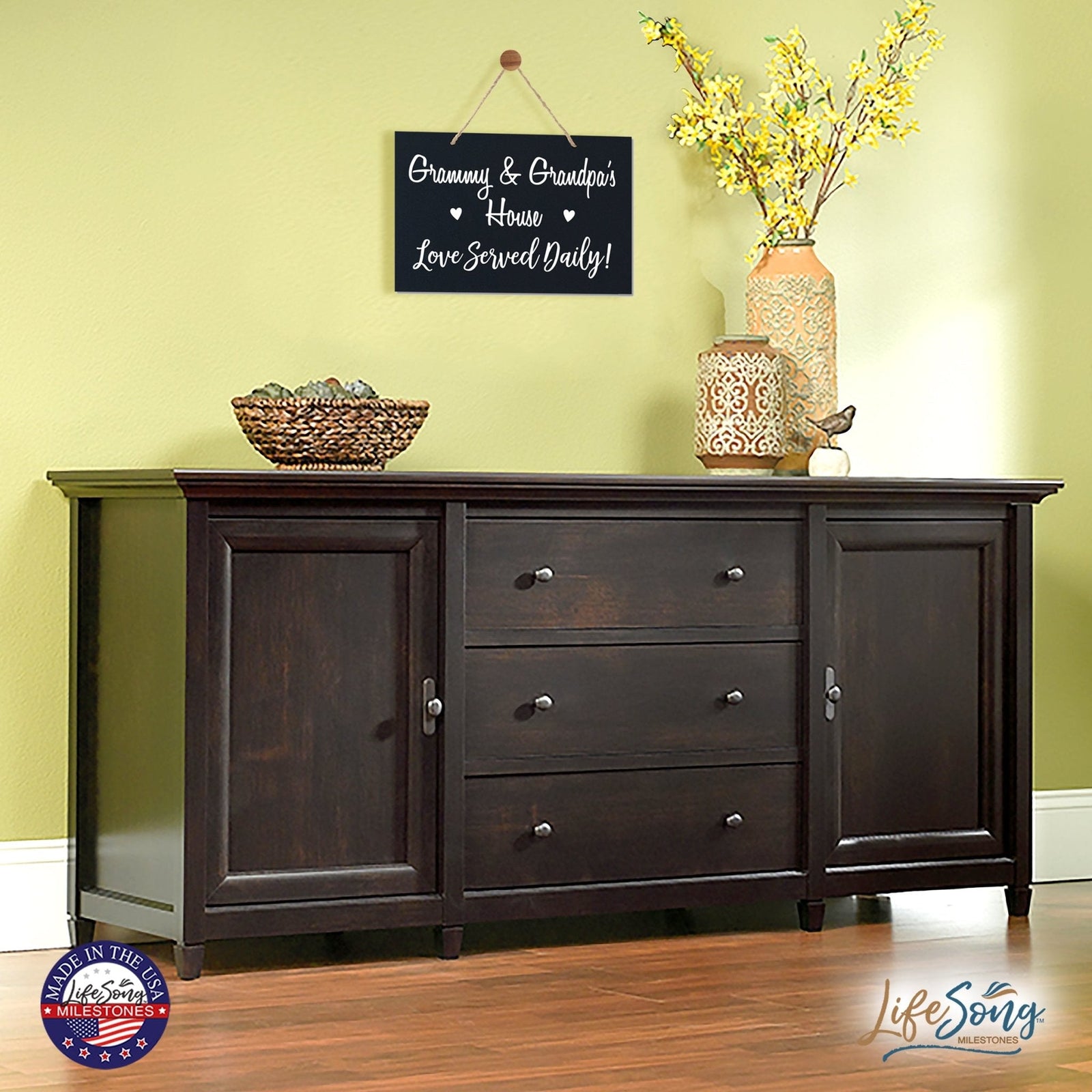 Grandparent Wall Hanging Sign Gift - Love Served Daily - LifeSong Milestones