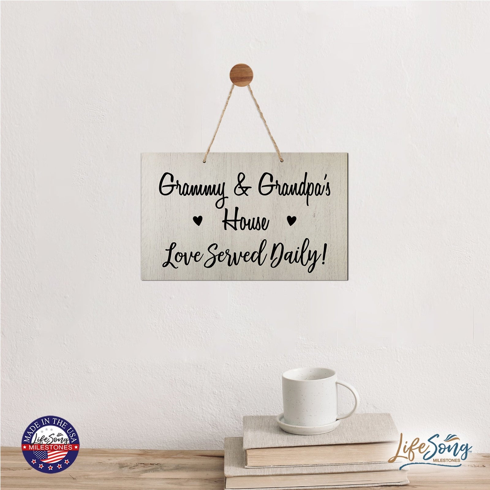 Grandparent Wall Hanging Sign Gift - Love Served Daily - LifeSong Milestones