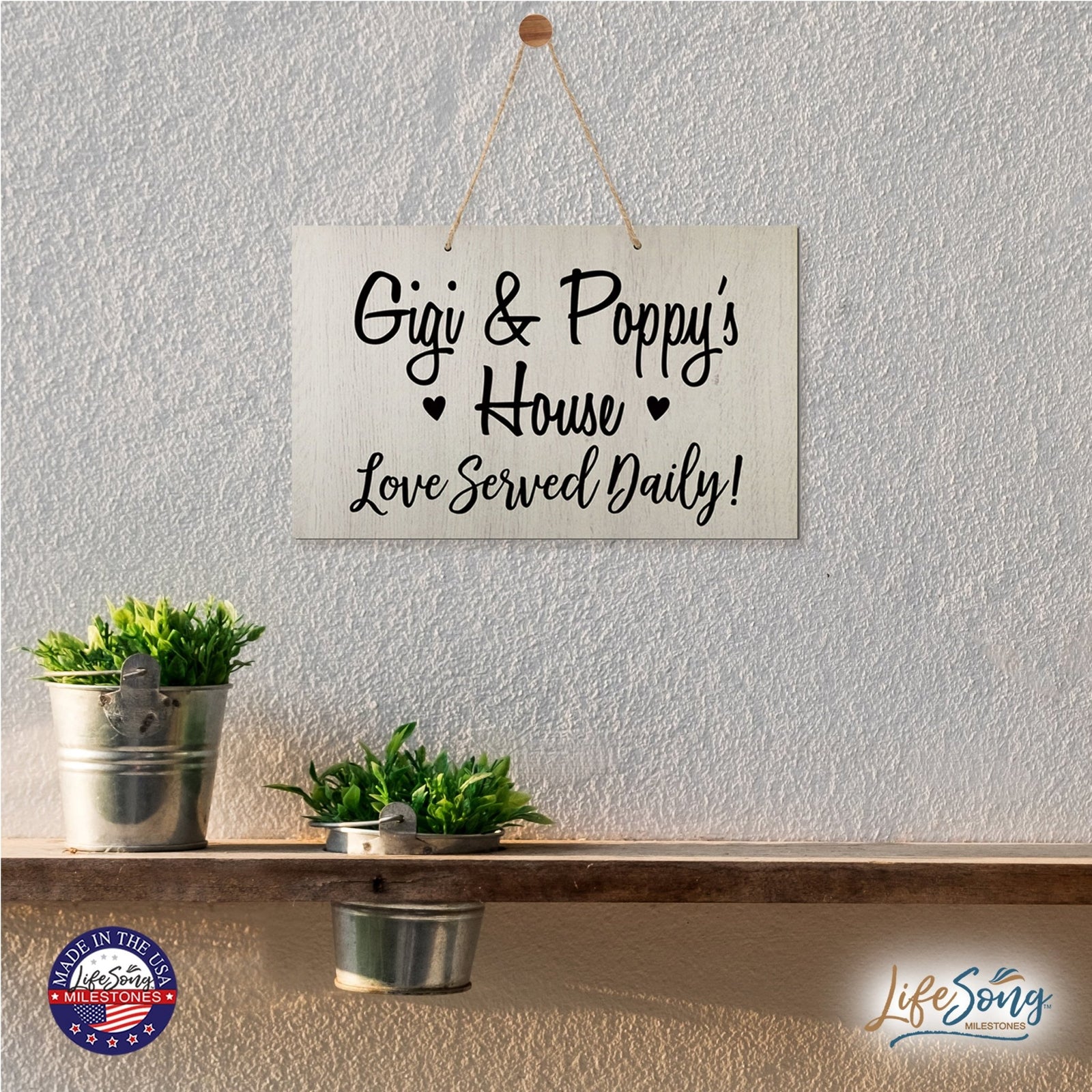 Grandparent Wall Hanging Sign Gift - Love Served Daily - LifeSong Milestones