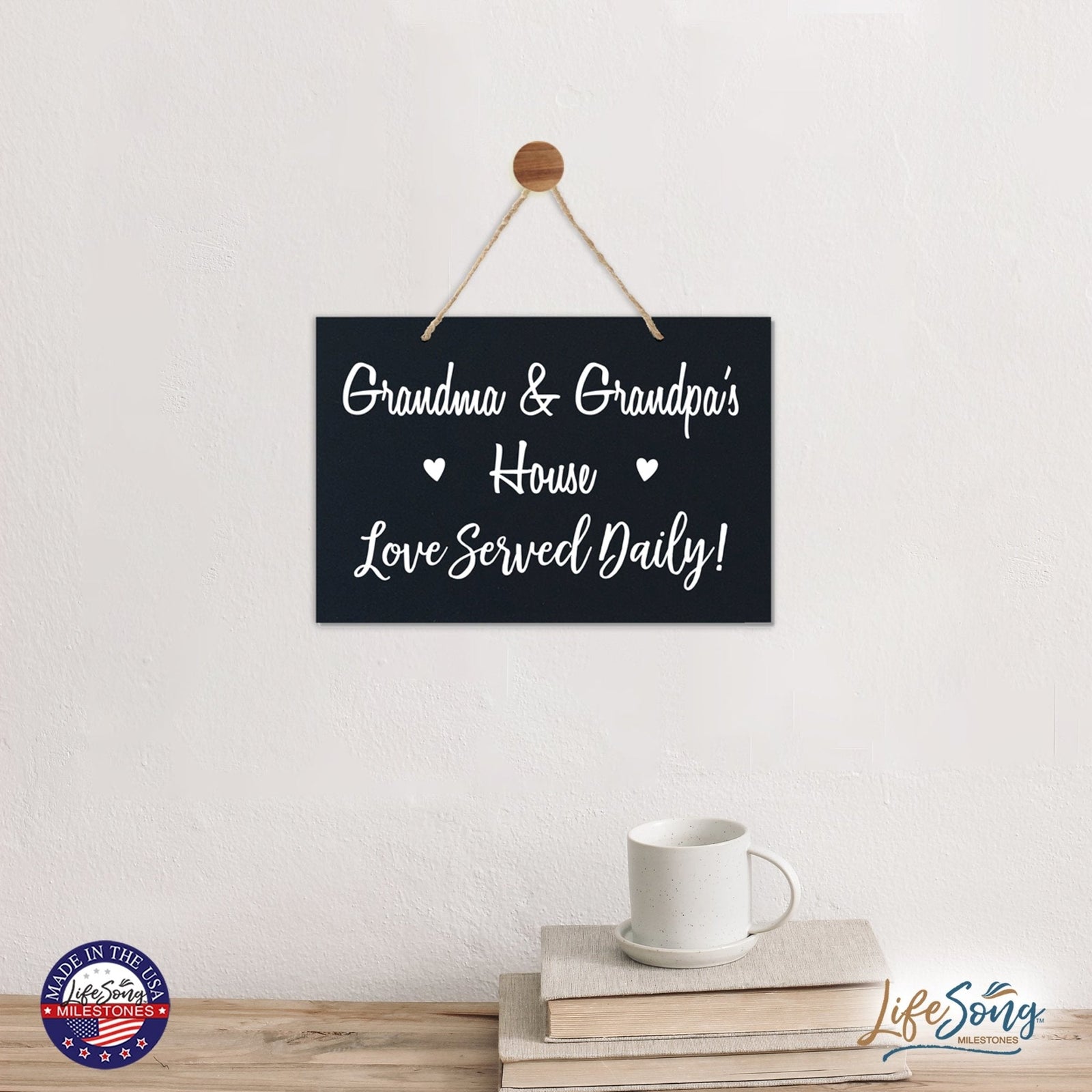 Grandparent Wall Hanging Sign Gift - Love Served Daily - LifeSong Milestones