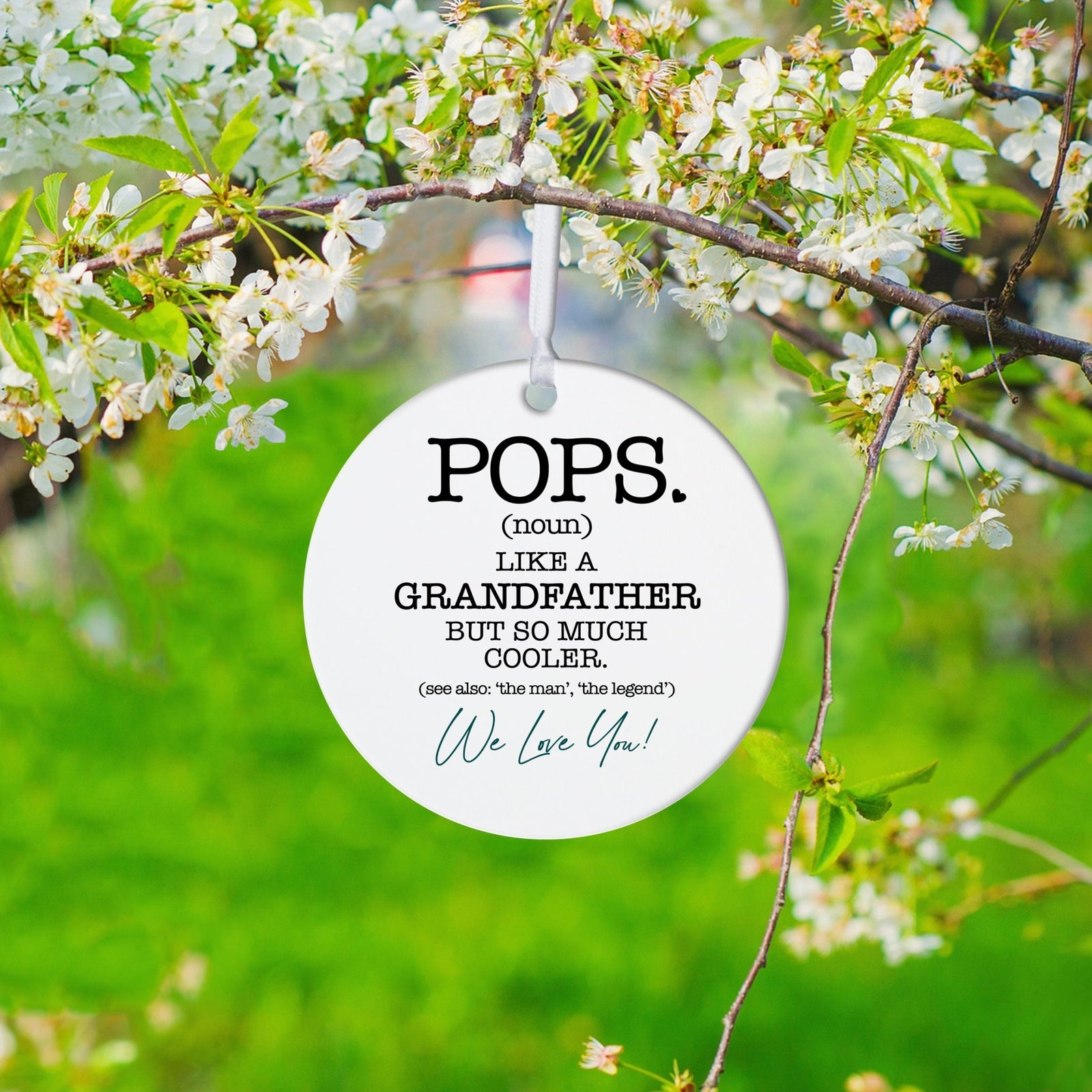 Grandparents White Ornament With Inspirational Message Gift Ideas - Pops Like Grandfather - LifeSong Milestones