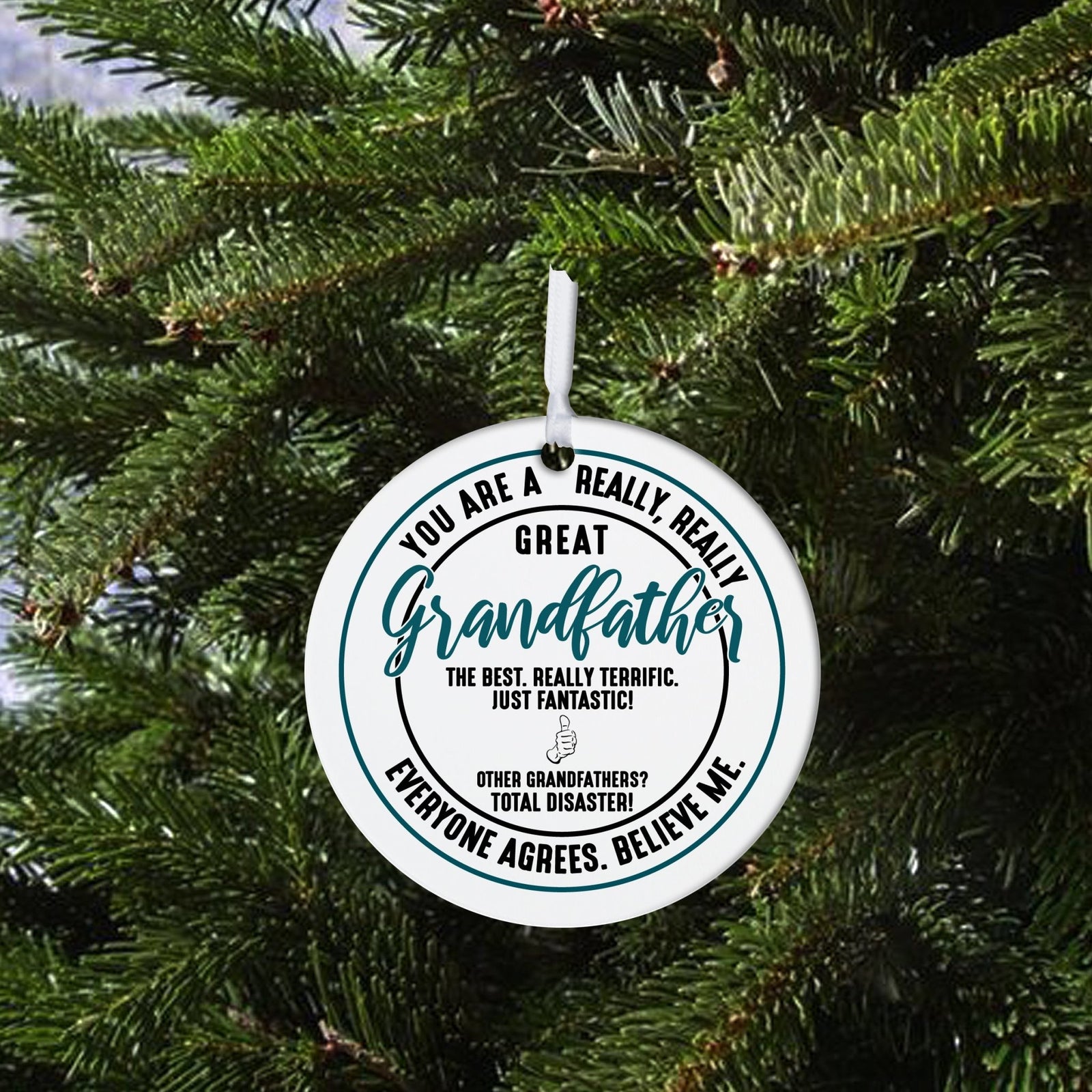 Grandparents White Ornament With Inspirational Message Gift Ideas - You Are Really Great Grandfather - LifeSong Milestones