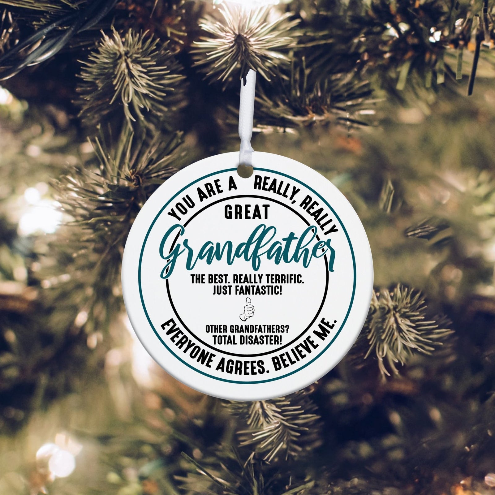 Grandparents White Ornament With Inspirational Message Gift Ideas - You Are Really Great Grandfather - LifeSong Milestones