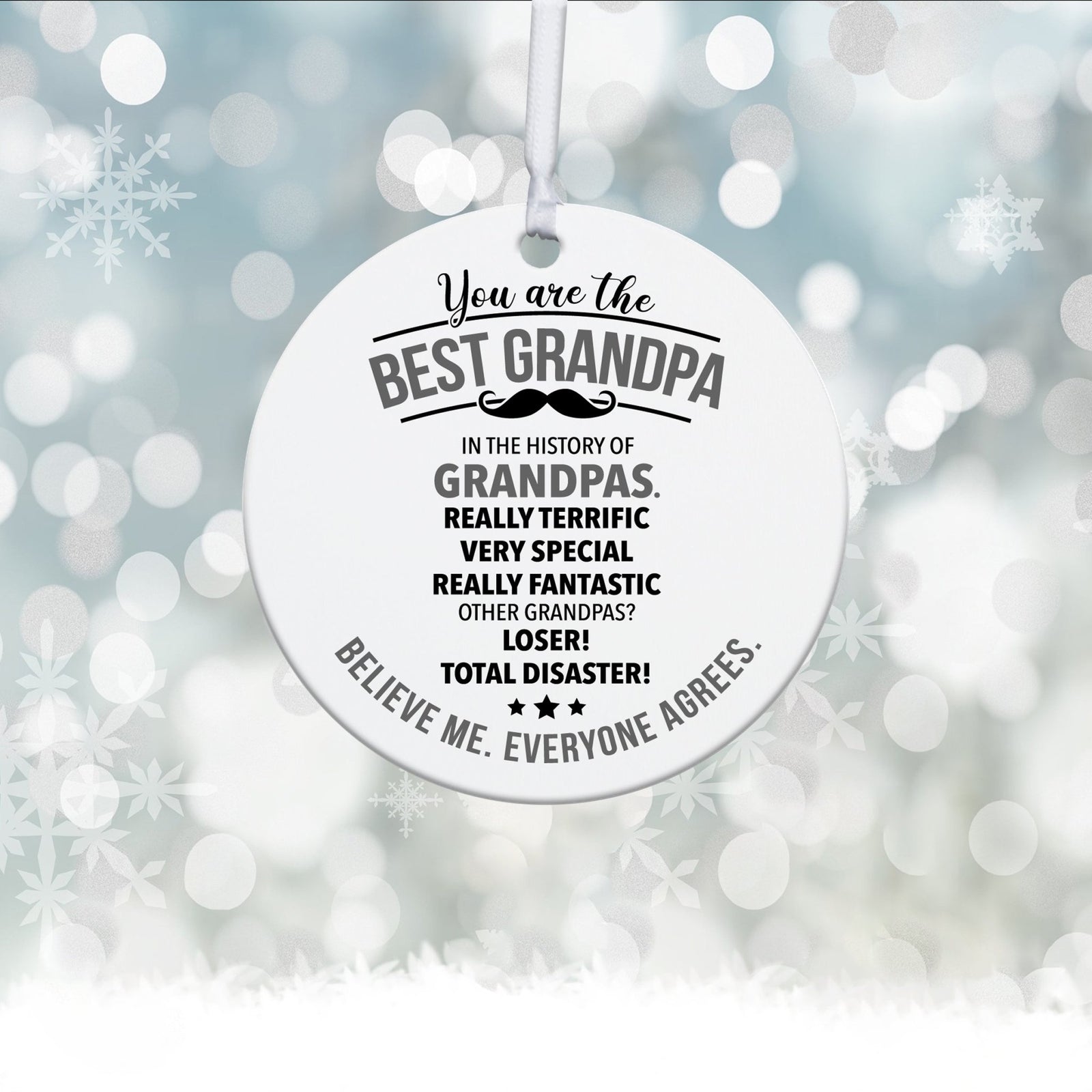 Grandparents White Ornament With Inspirational Message Gift Ideas - You Are The Best Grandpa - LifeSong Milestones