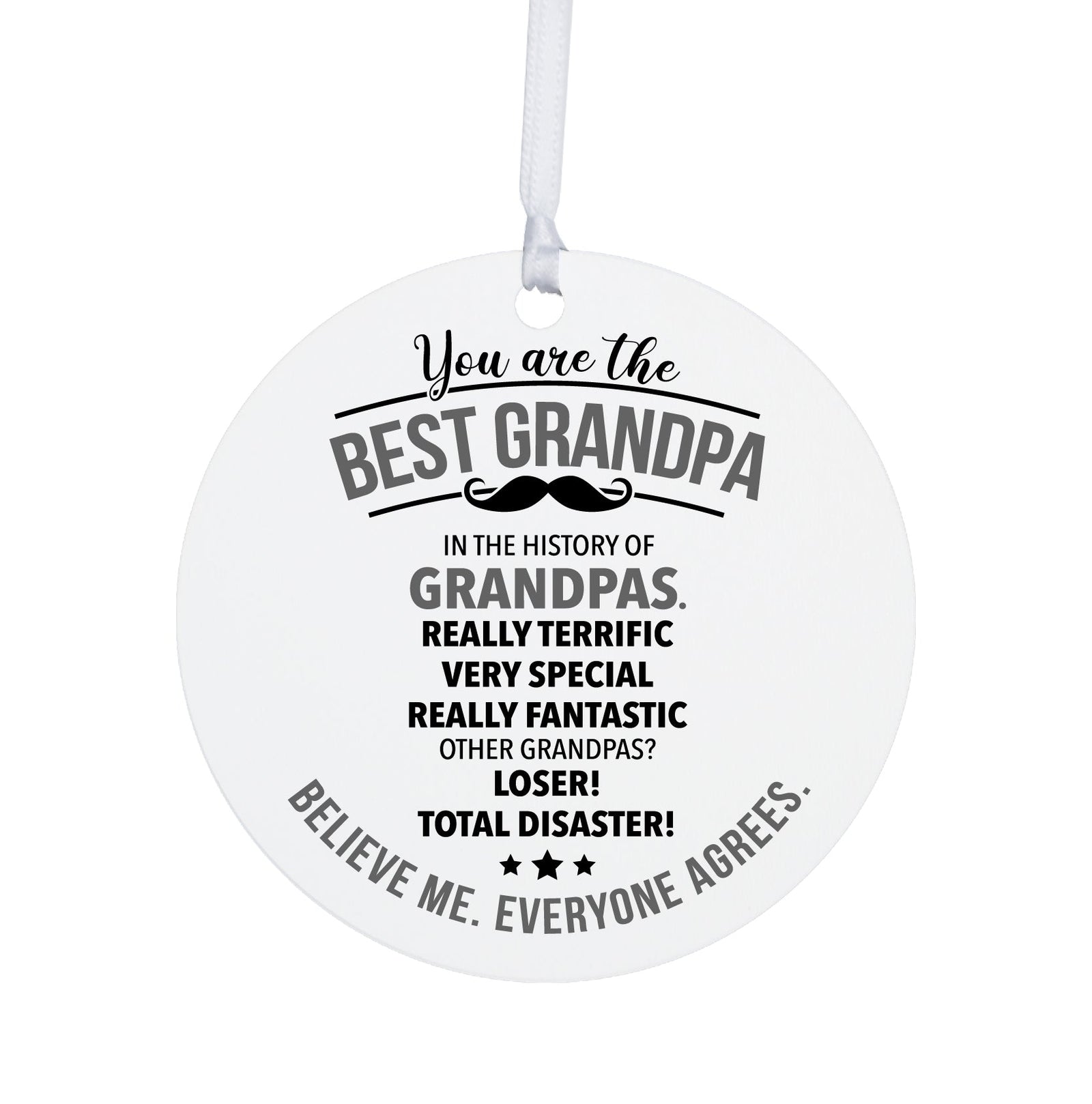 Grandparents White Ornament With Inspirational Message Gift Ideas - You Are The Best Grandpa - LifeSong Milestones