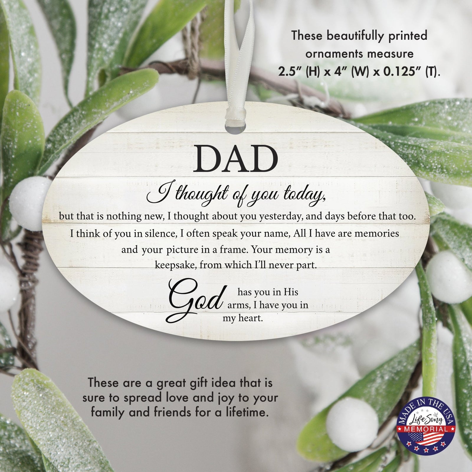 Hanging Memorial Bereavement Ornament for Loss of Loved One - I Thought Of You - LifeSong Milestones