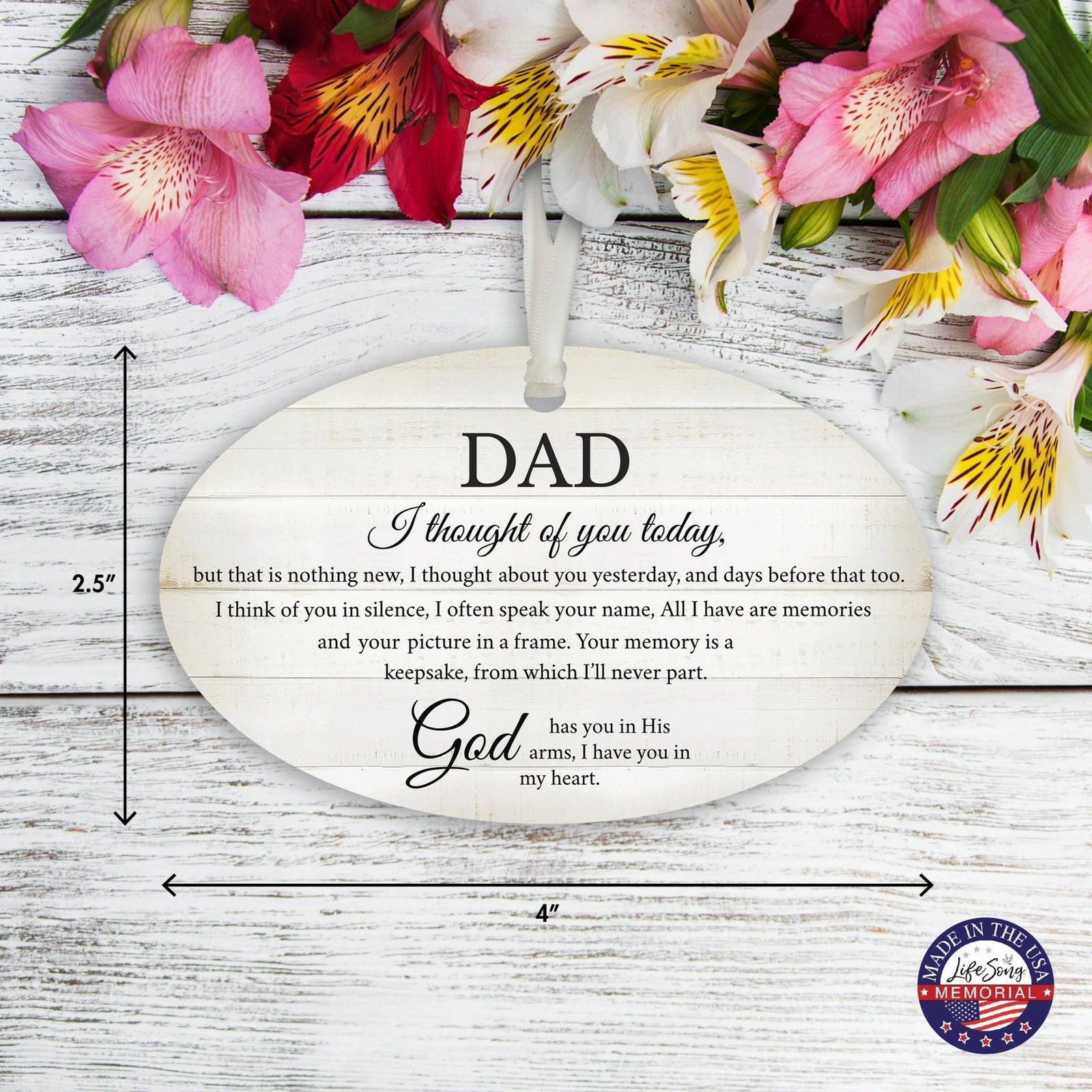 Hanging Memorial Bereavement Ornament for Loss of Loved One - I Thought Of You - LifeSong Milestones