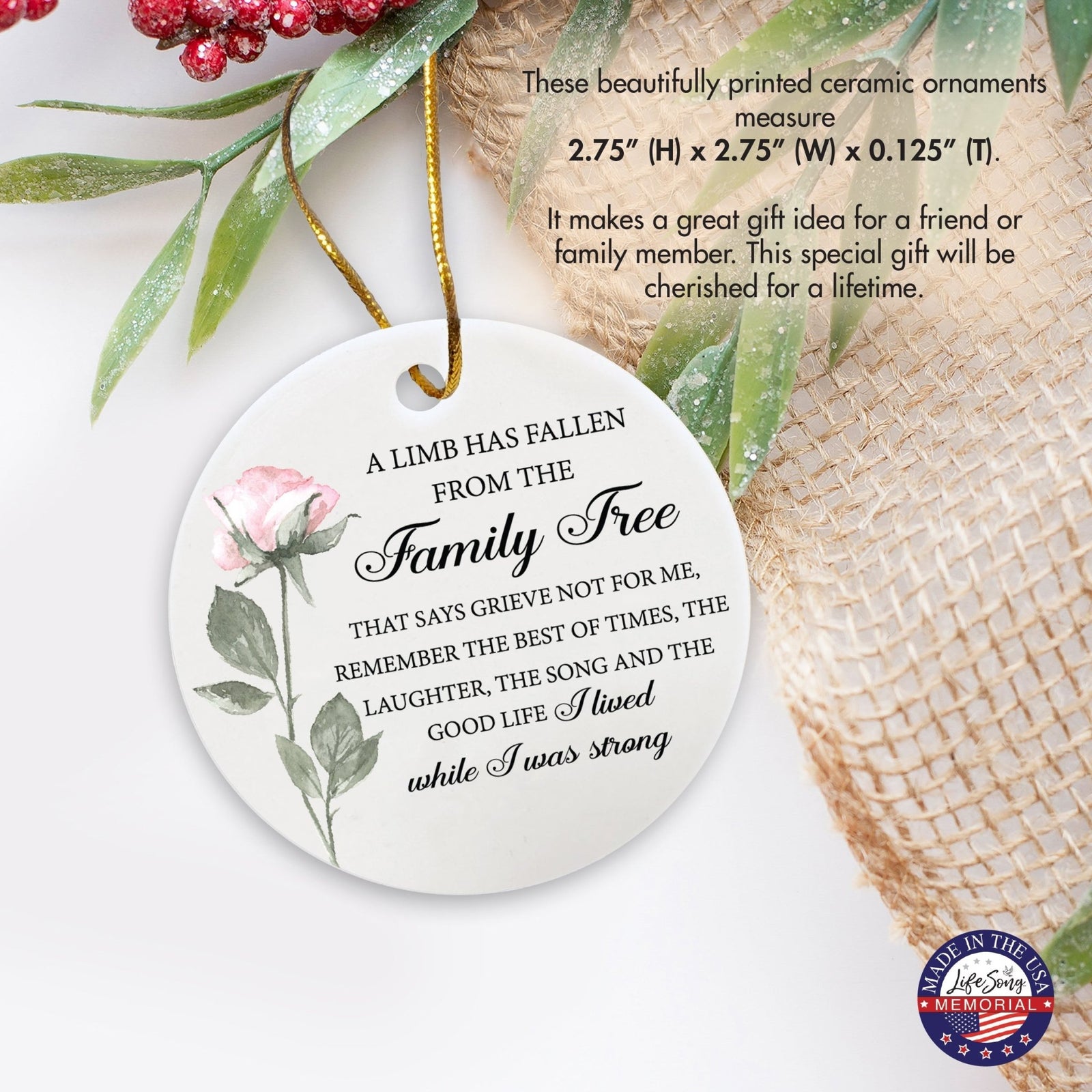 Hanging Memorial Ceramic Ornament for Loss of Loved One - LifeSong Milestones