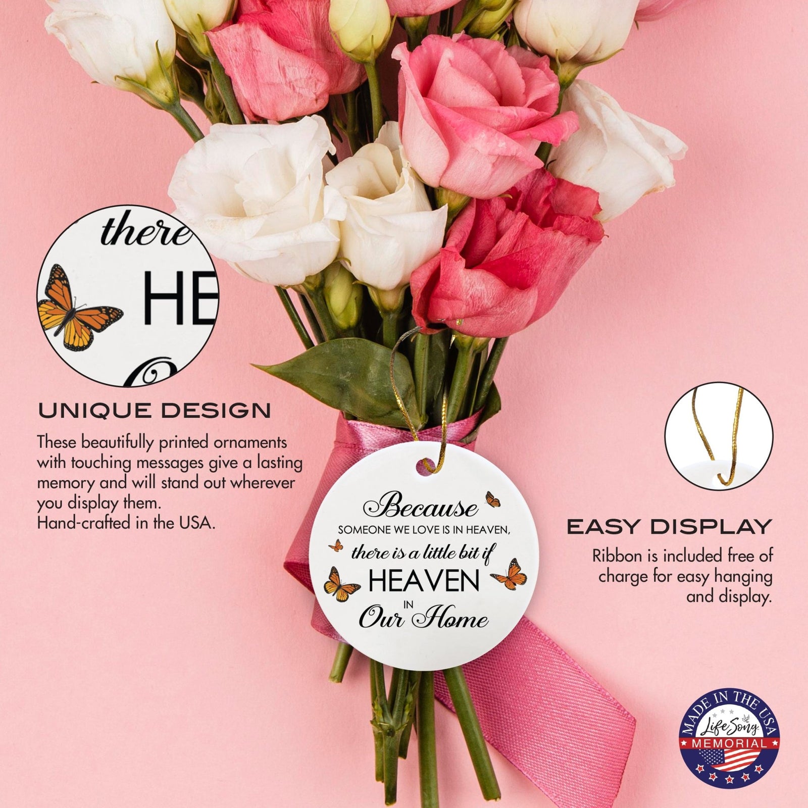 Hanging Memorial Ceramic Ornament for Loss of Loved One - LifeSong Milestones